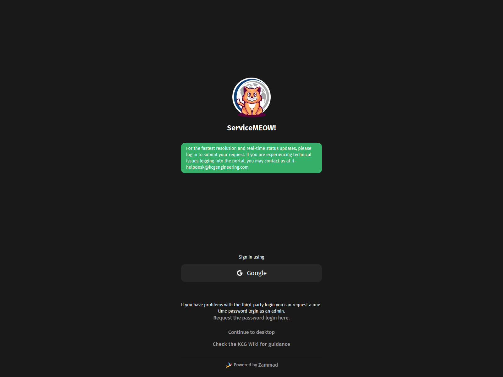 Screenshot of meow.kcgengineering.com