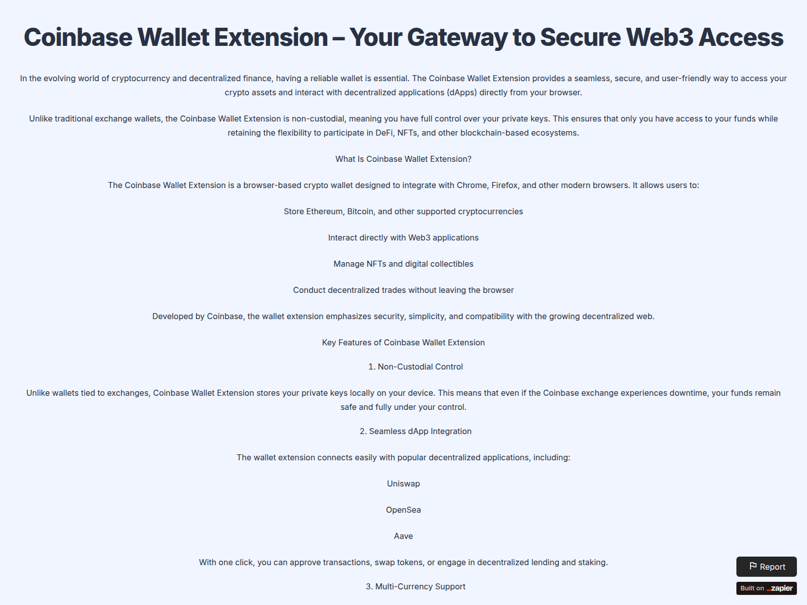 Screenshot of coin-base-hub-us.zapier.app
