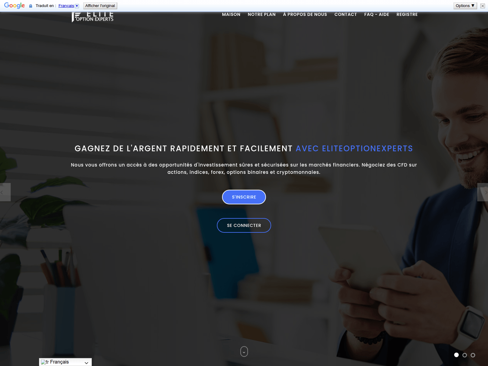 Screenshot of eliteoptionexperts.com