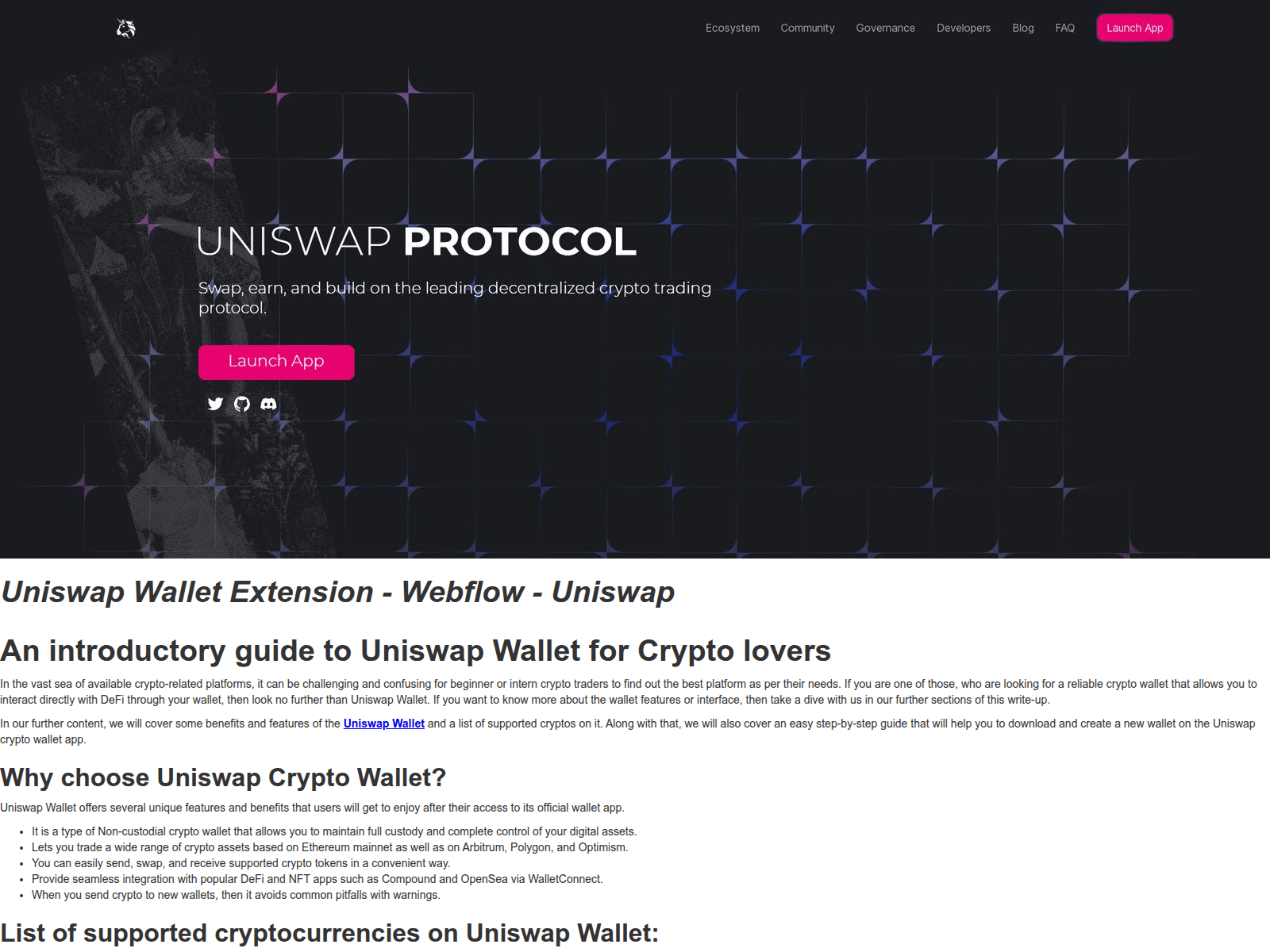 Screenshot of unixswiepwlliet.webflow.io