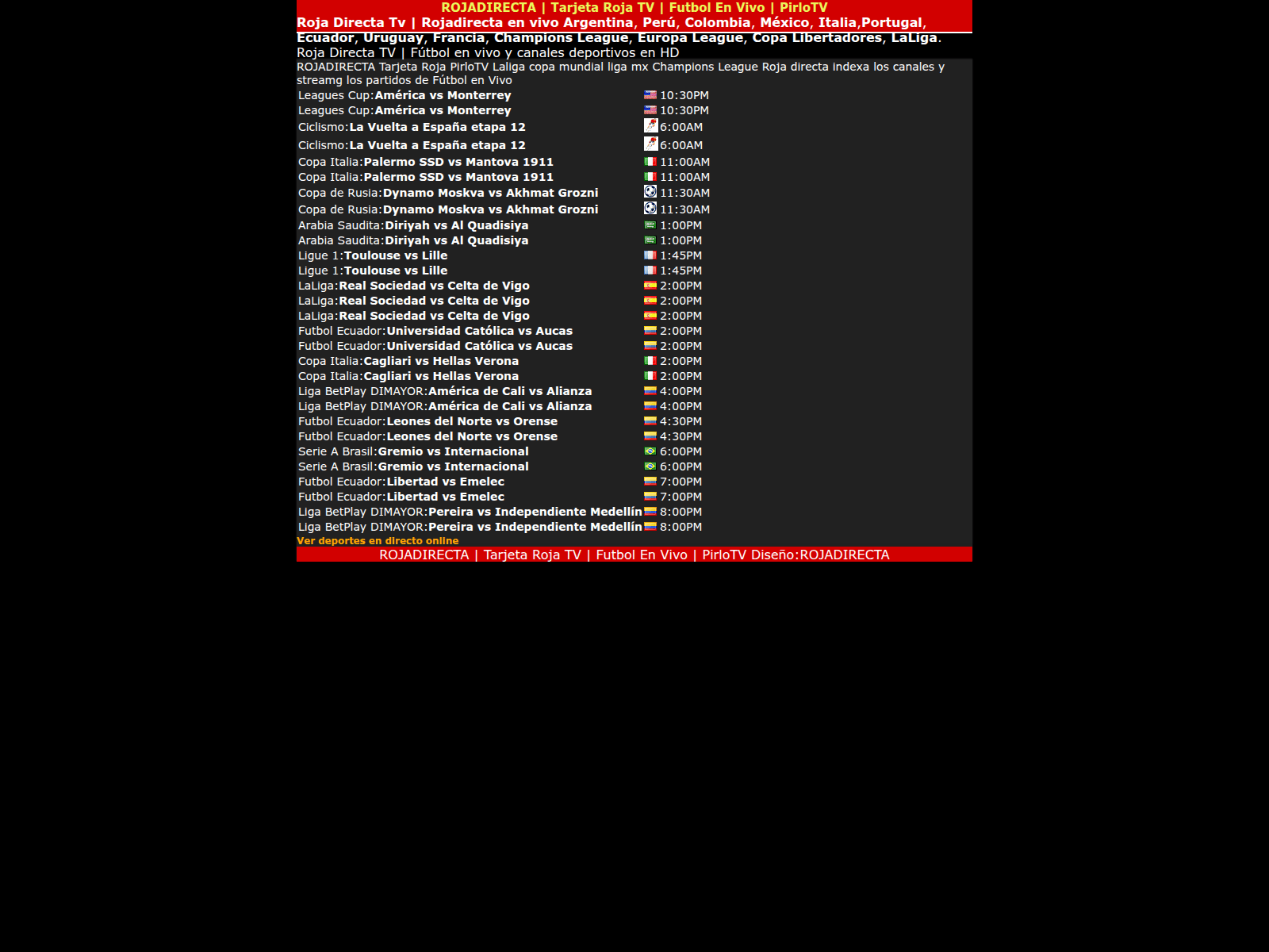 Screenshot of rojadirecta.cloud