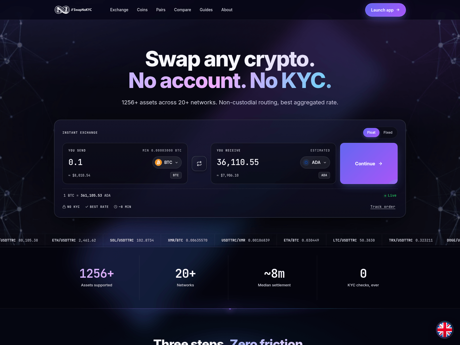 Screenshot von swapnokyc.io