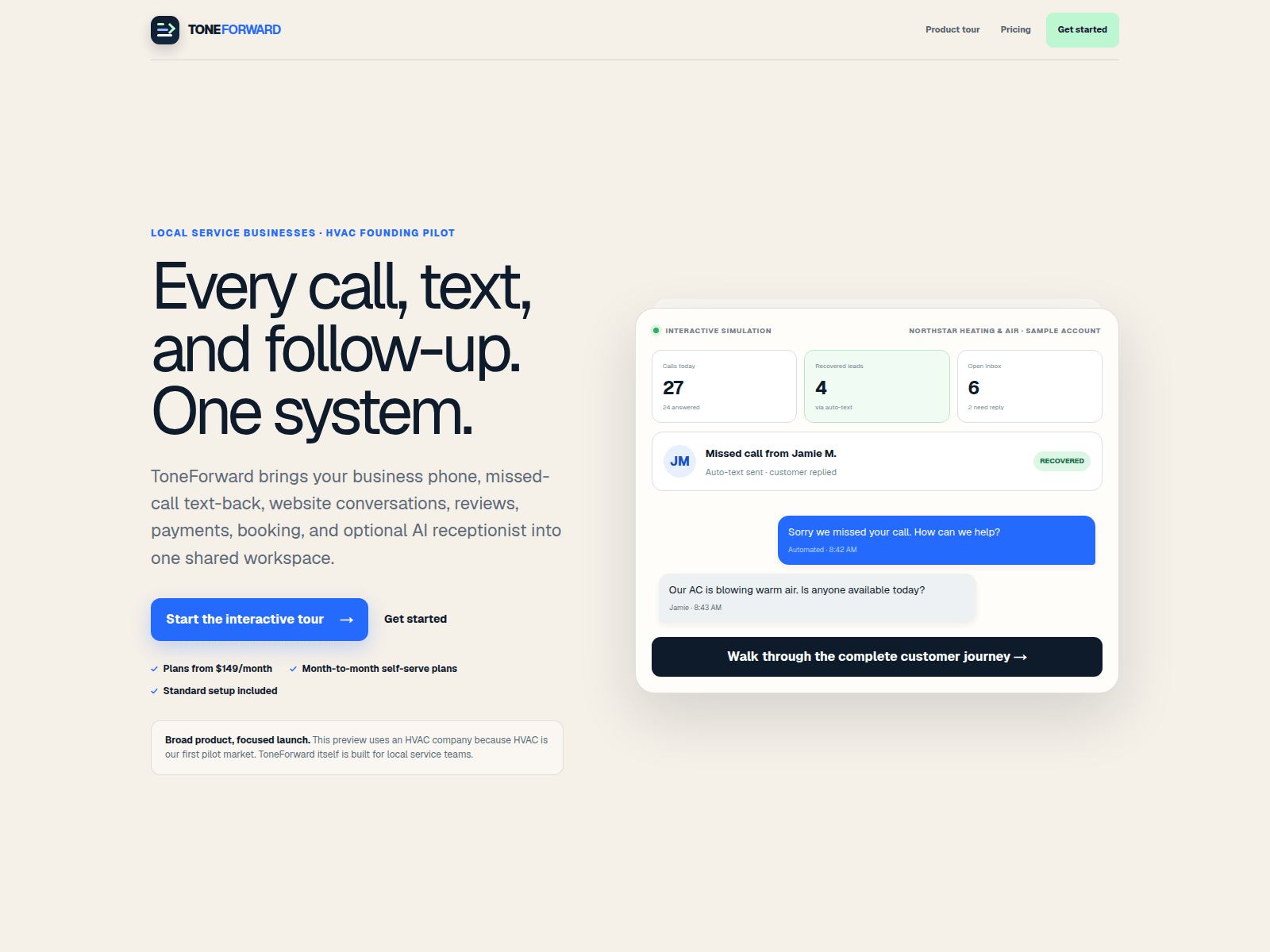 Screenshot of toneforward.com