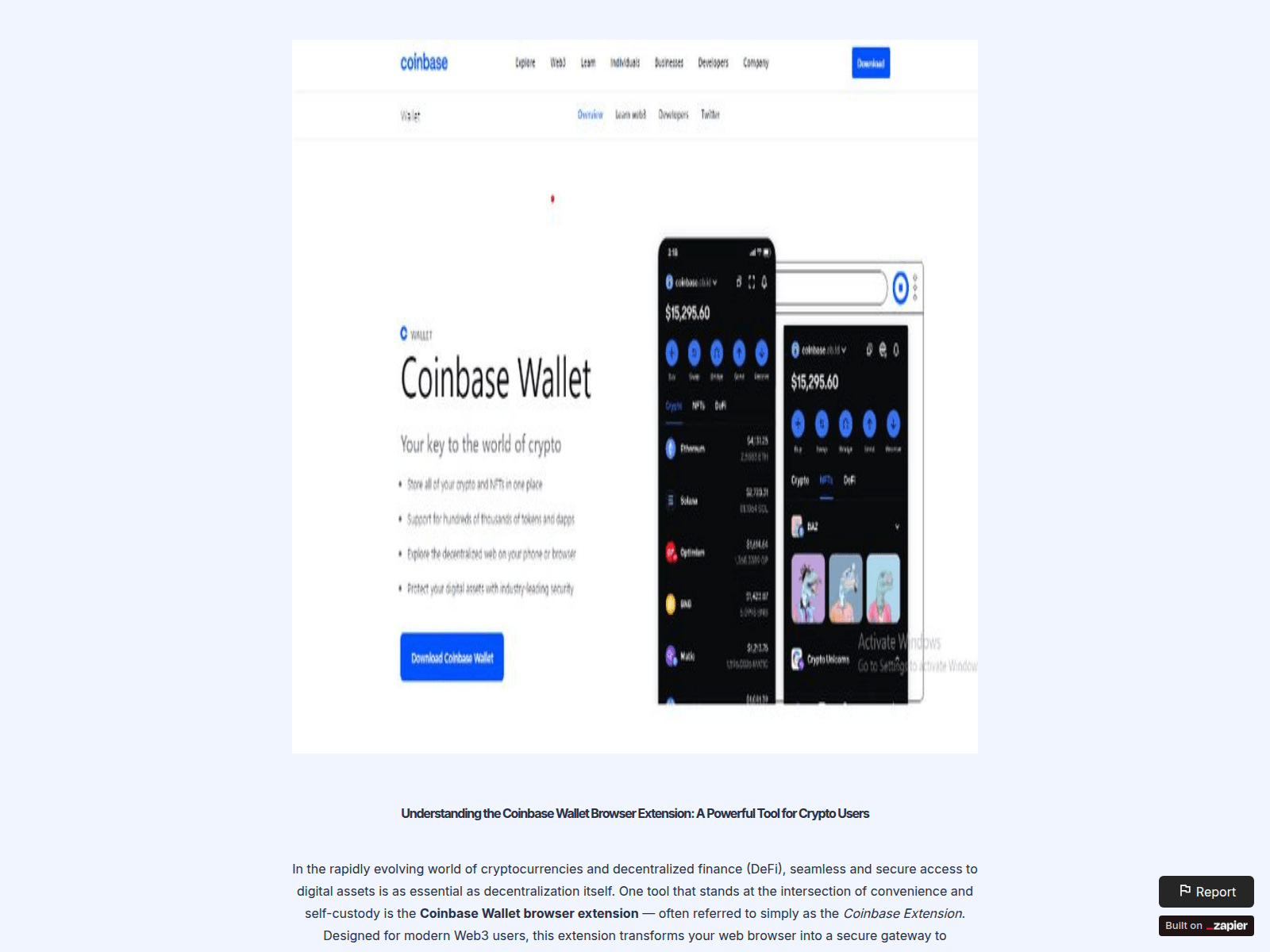 Screenshot of coin-extensin.zapier.app