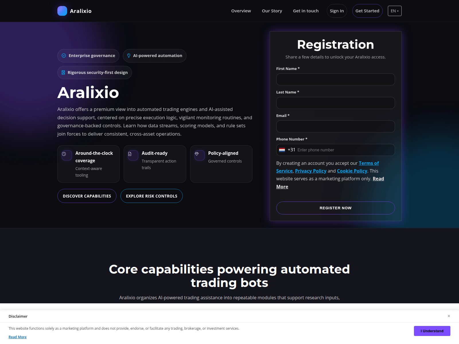 Screenshot of aralixio-tech.com