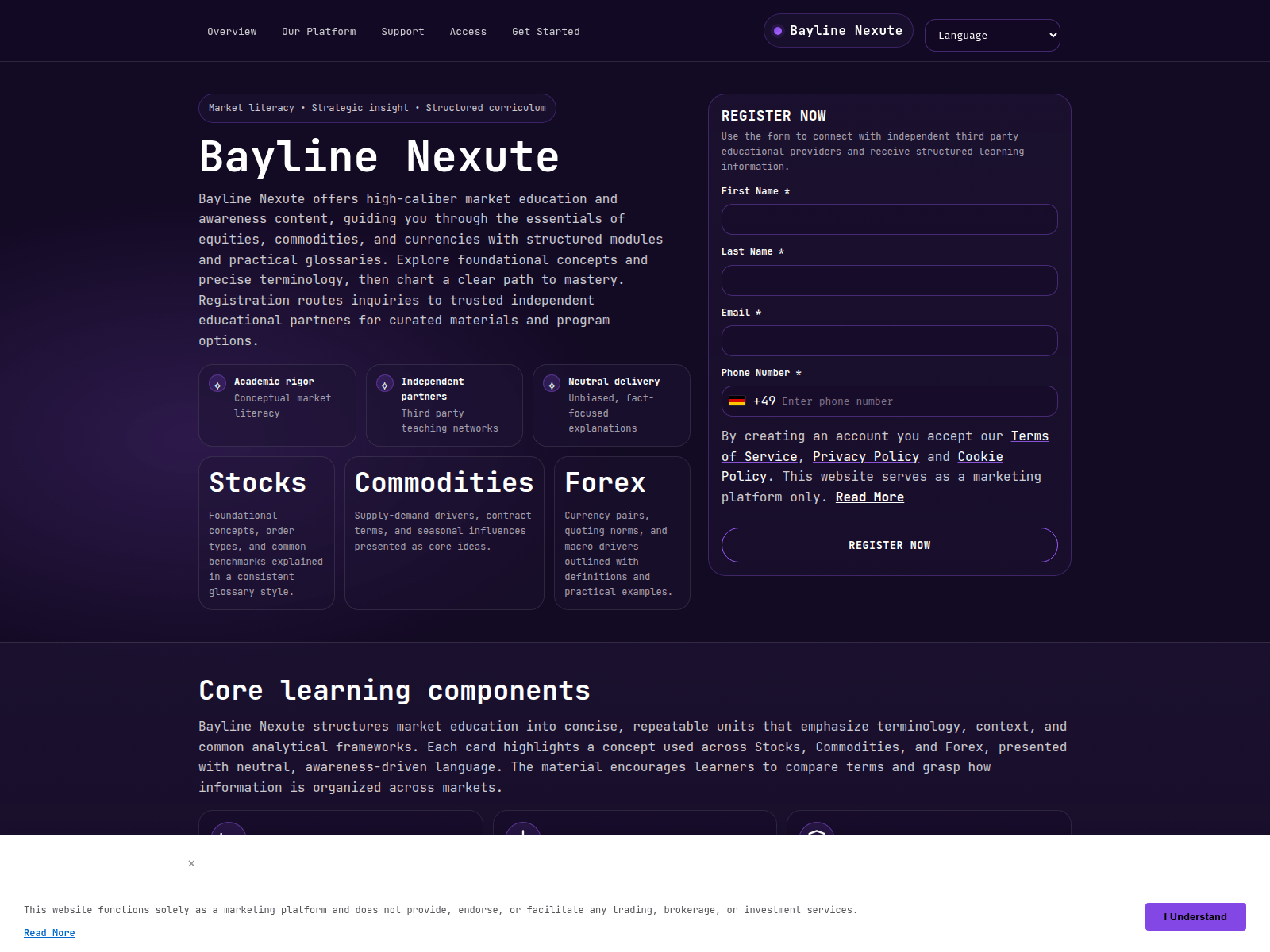 Screenshot of baylinenexuteplatform.com