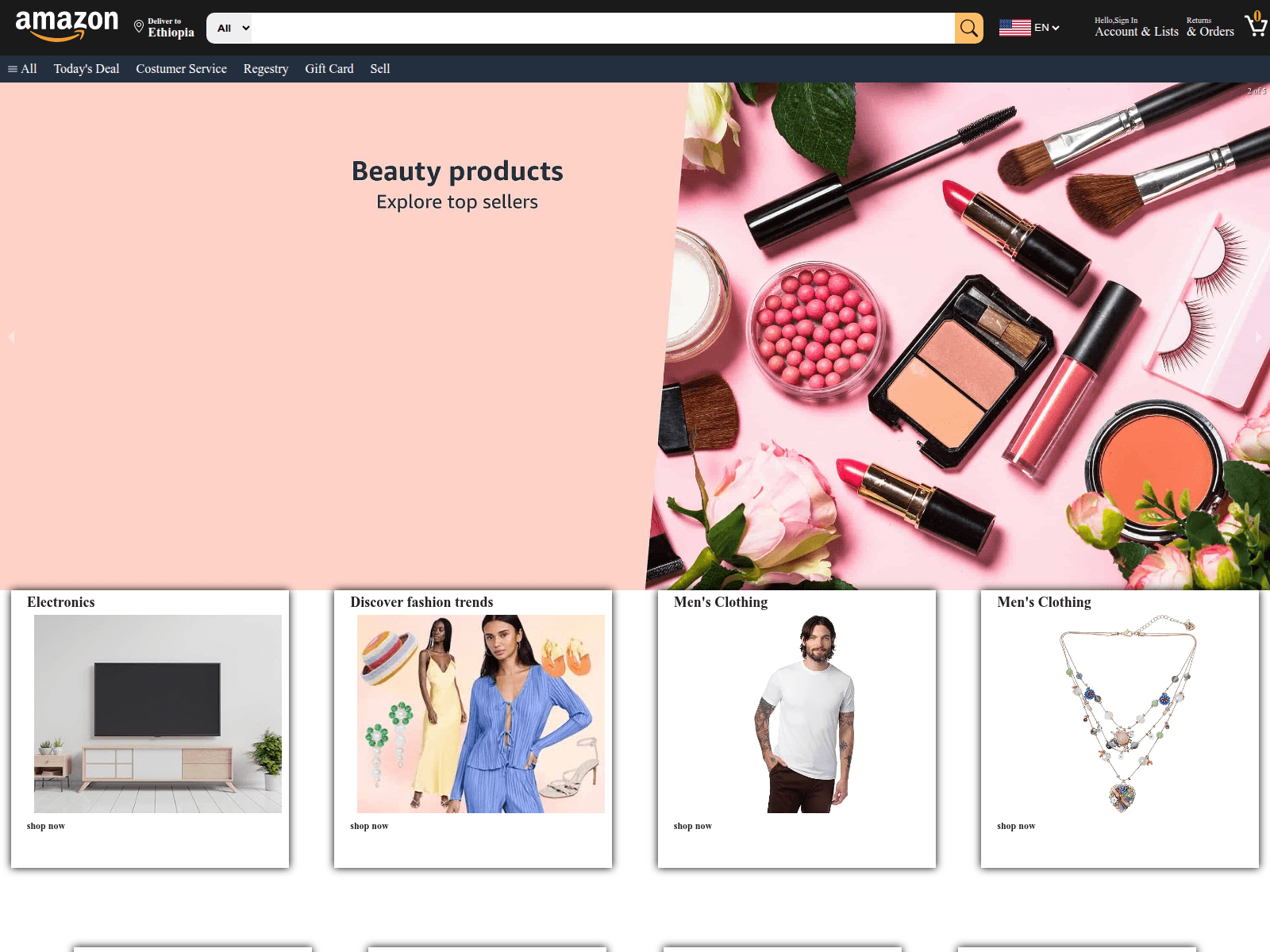 Знімок екрана yalem-amazon-project.netlify.app