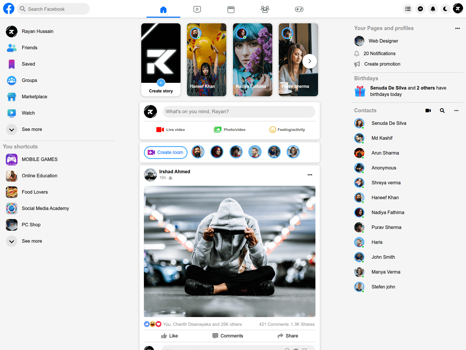 Captura de tela de facebook-clone-delta-one.vercel.app