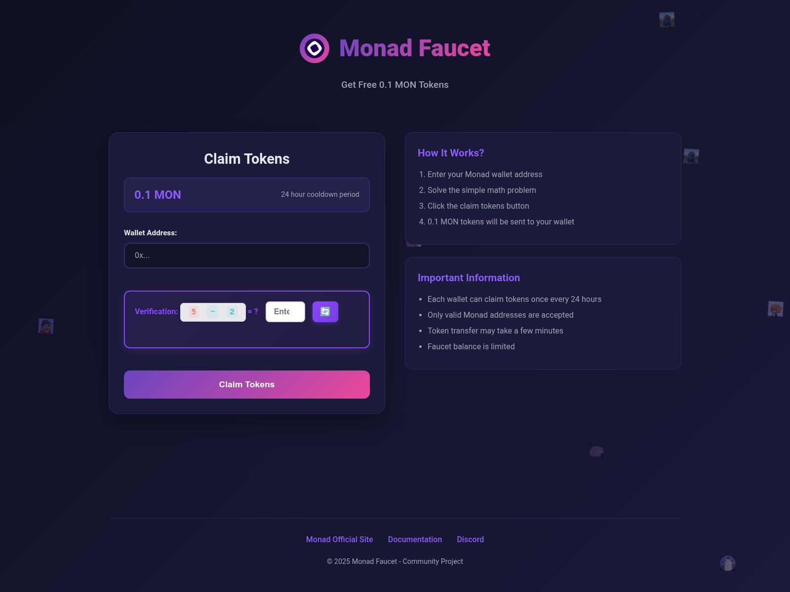Screenshot of monadfaucet.com