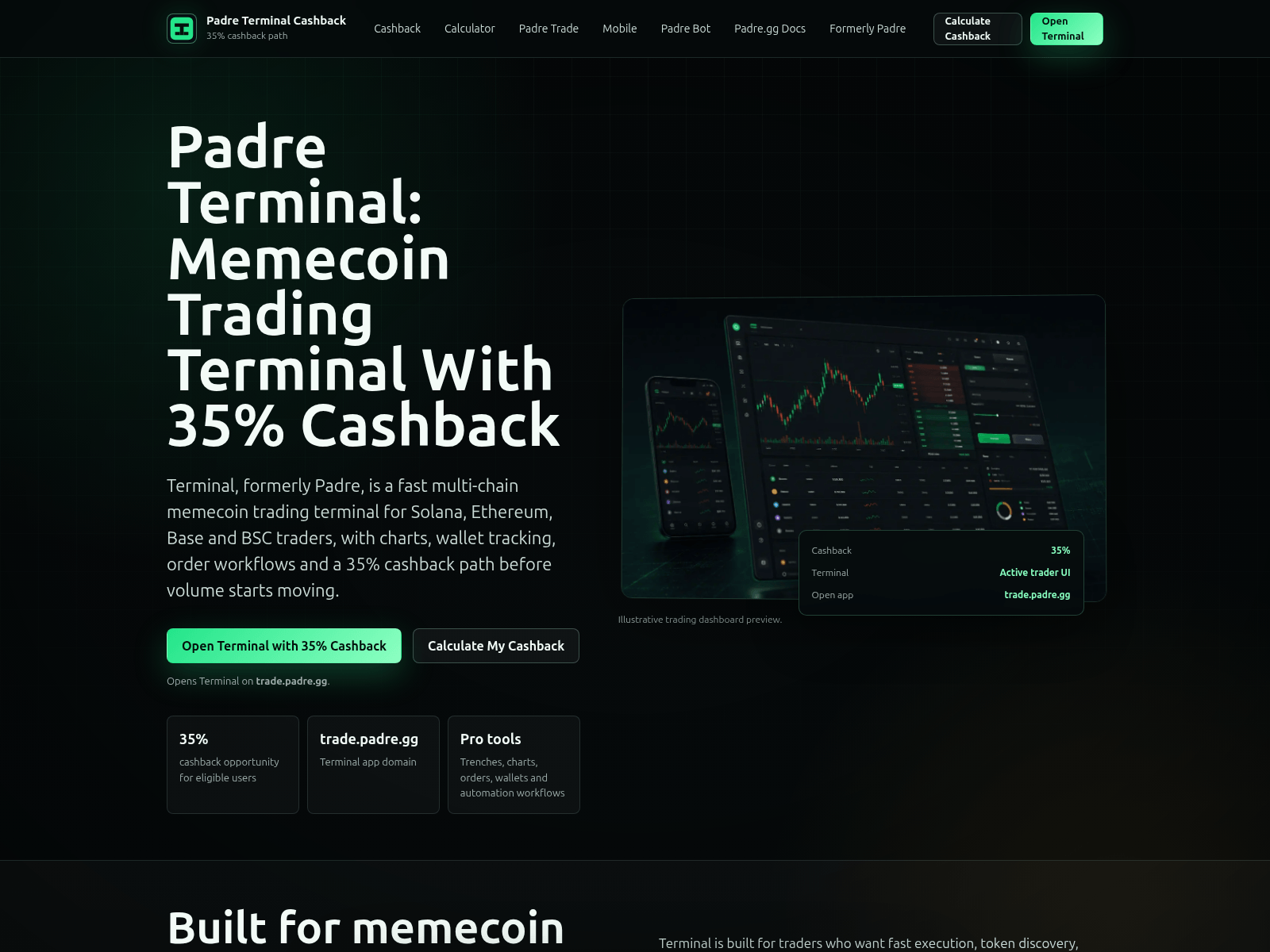 Screenshot of padre-terminal.xyz