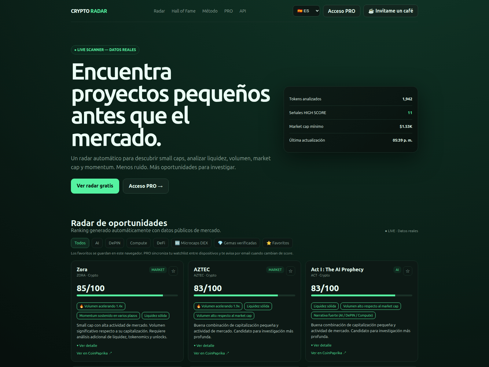 Screenshot of crypto-radar-1c9.pages.dev