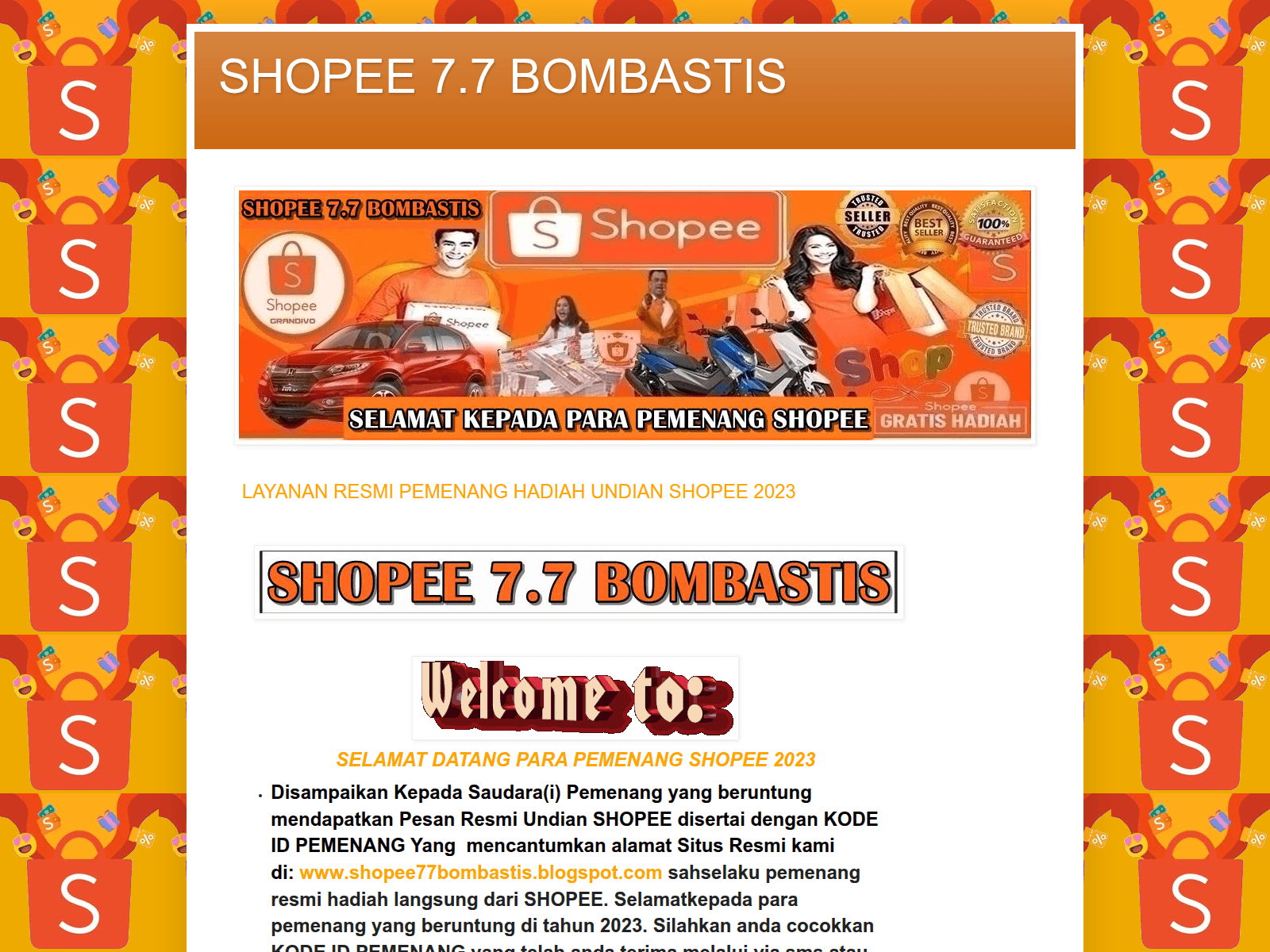 Screenshot of shopee77bombastis.blogspot.com