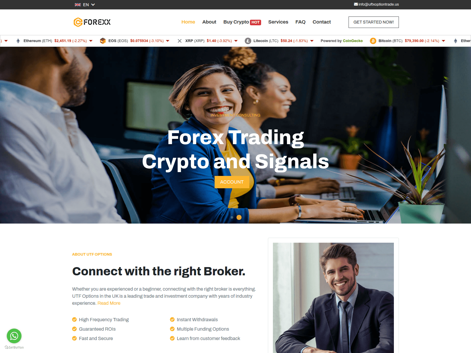 Screenshot of uftxoptiontrade.us