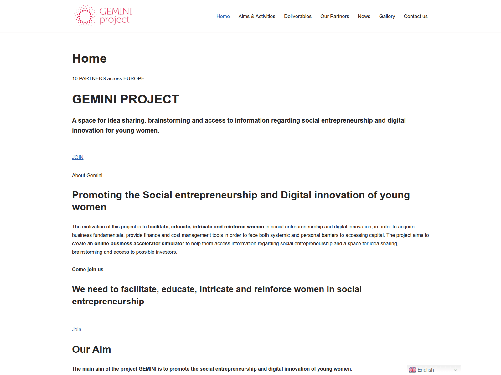 Screenshot of gemini-project.eu