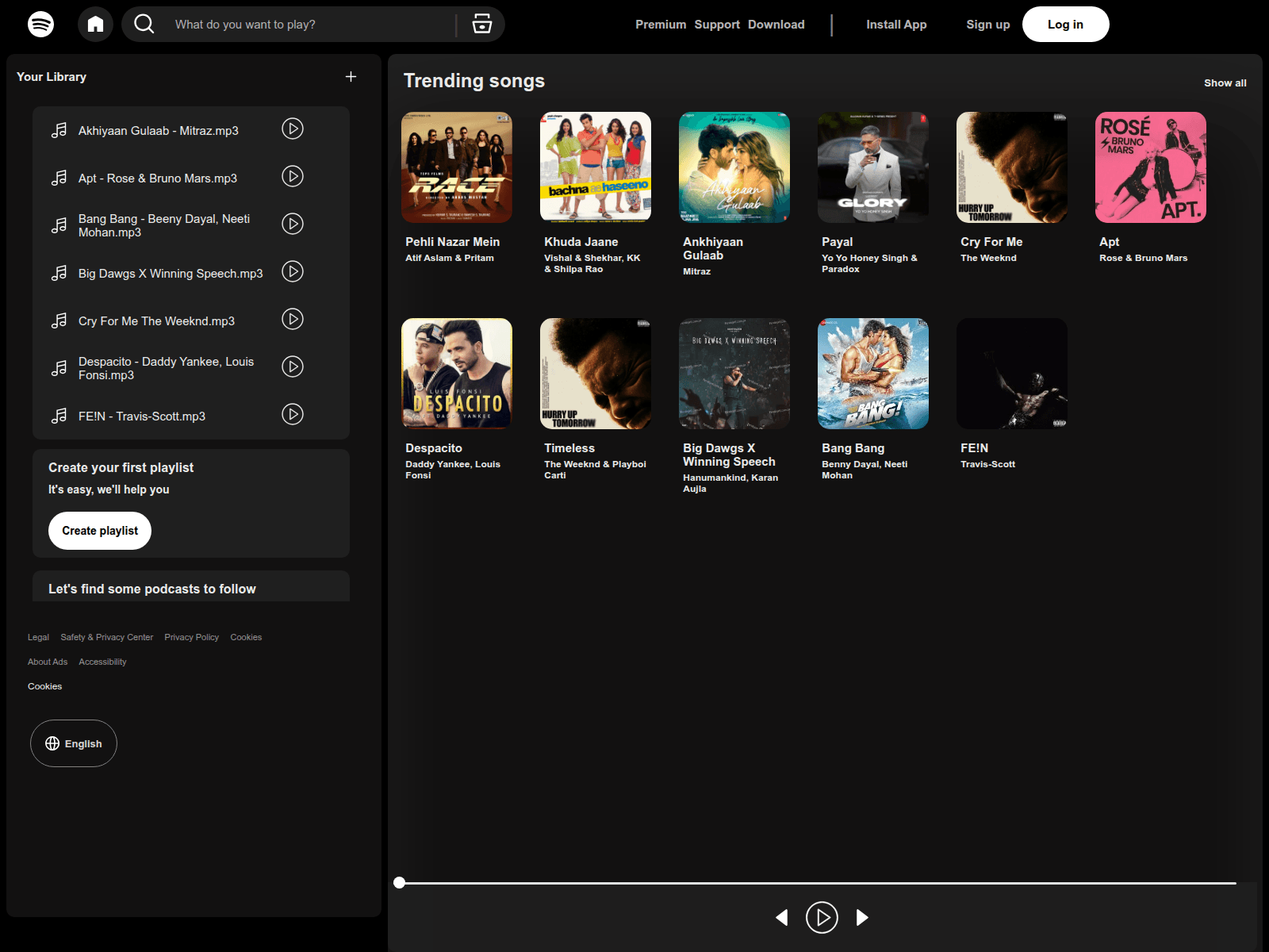 Screenshot of spotify-clone-psi-two.vercel.app