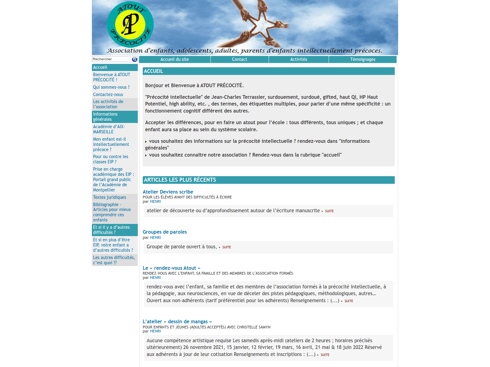 Screenshot of atout-precocite.fr