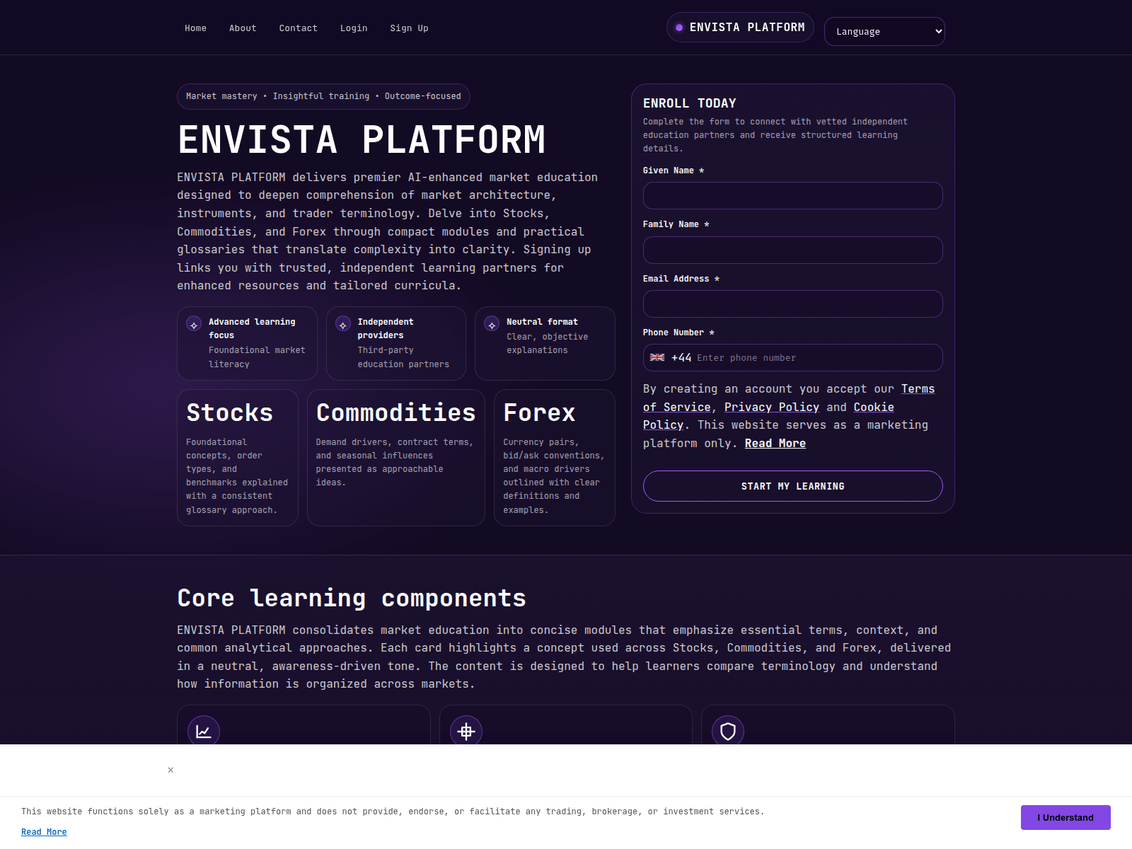 Screenshot of envistaplatform-soft.com