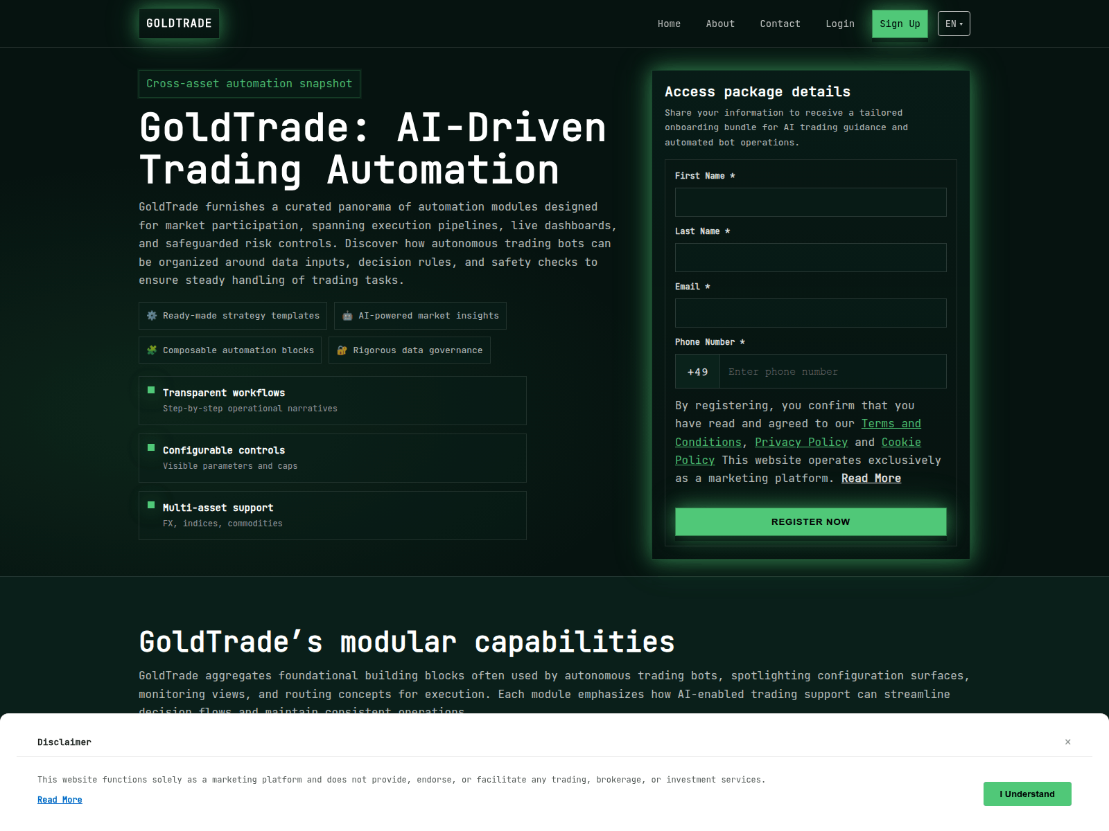 Screenshot of goldtradetech.digital
