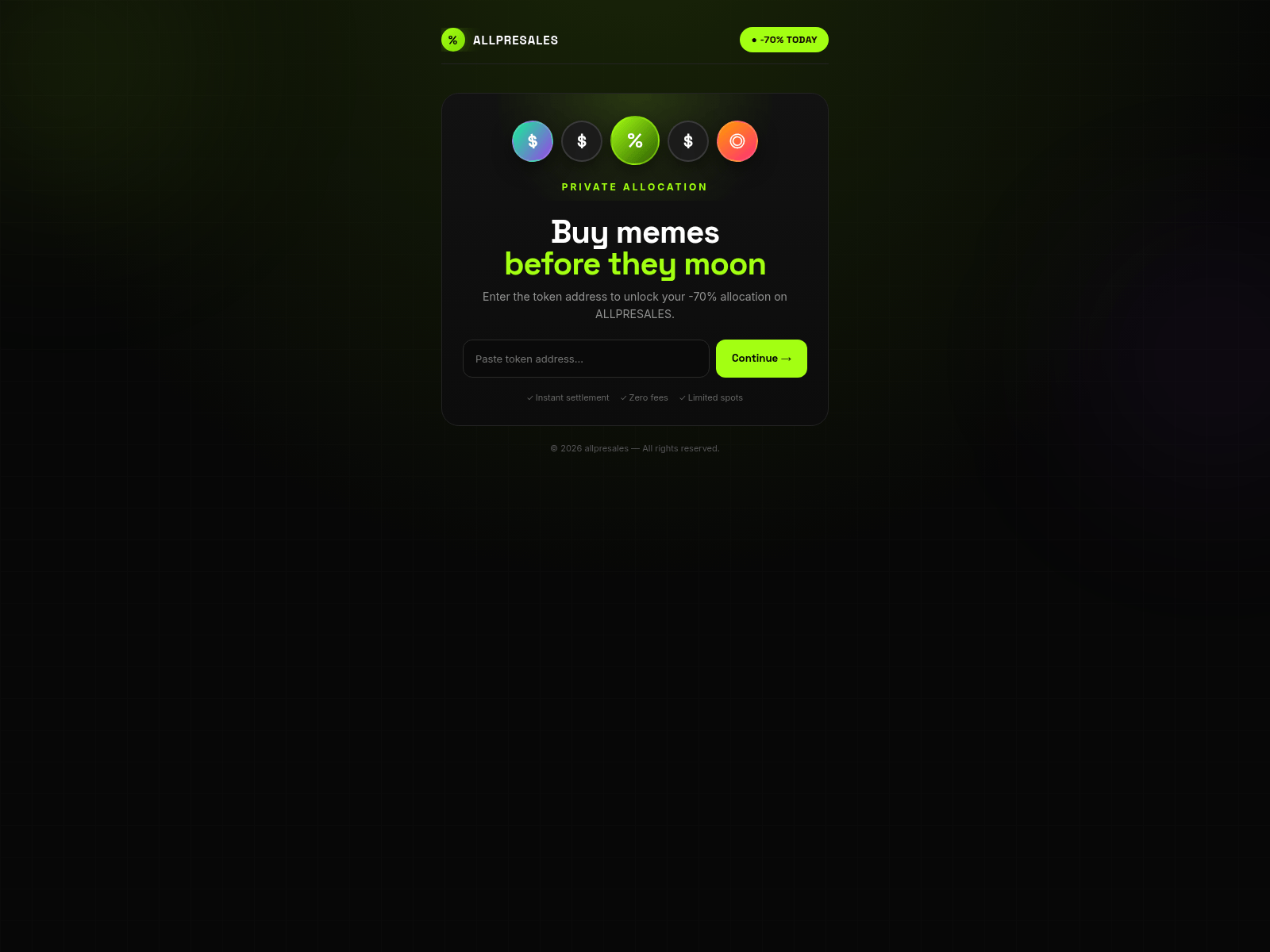 Screenshot of allpresales.live
