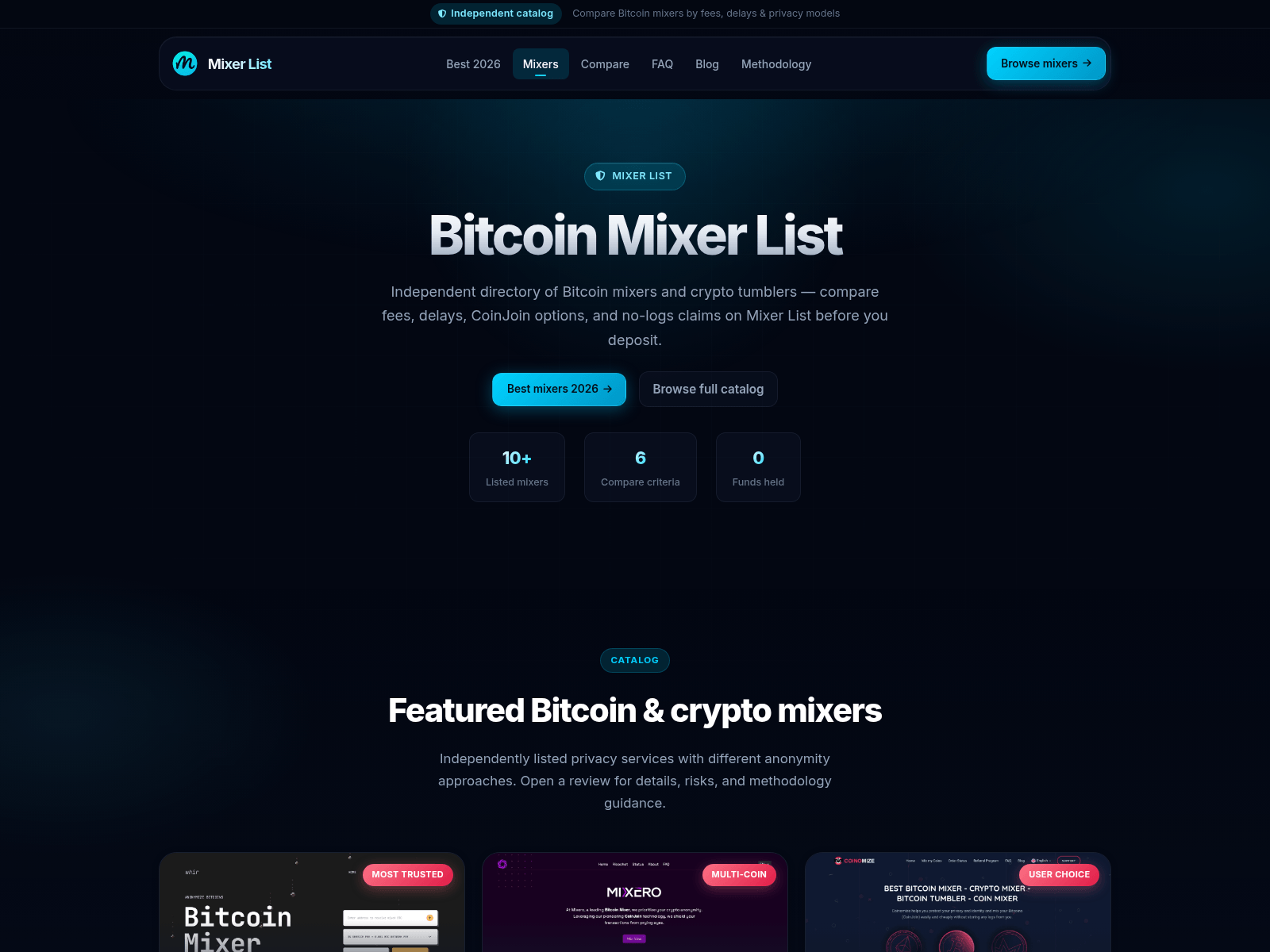 Screenshot of mixer-list.com