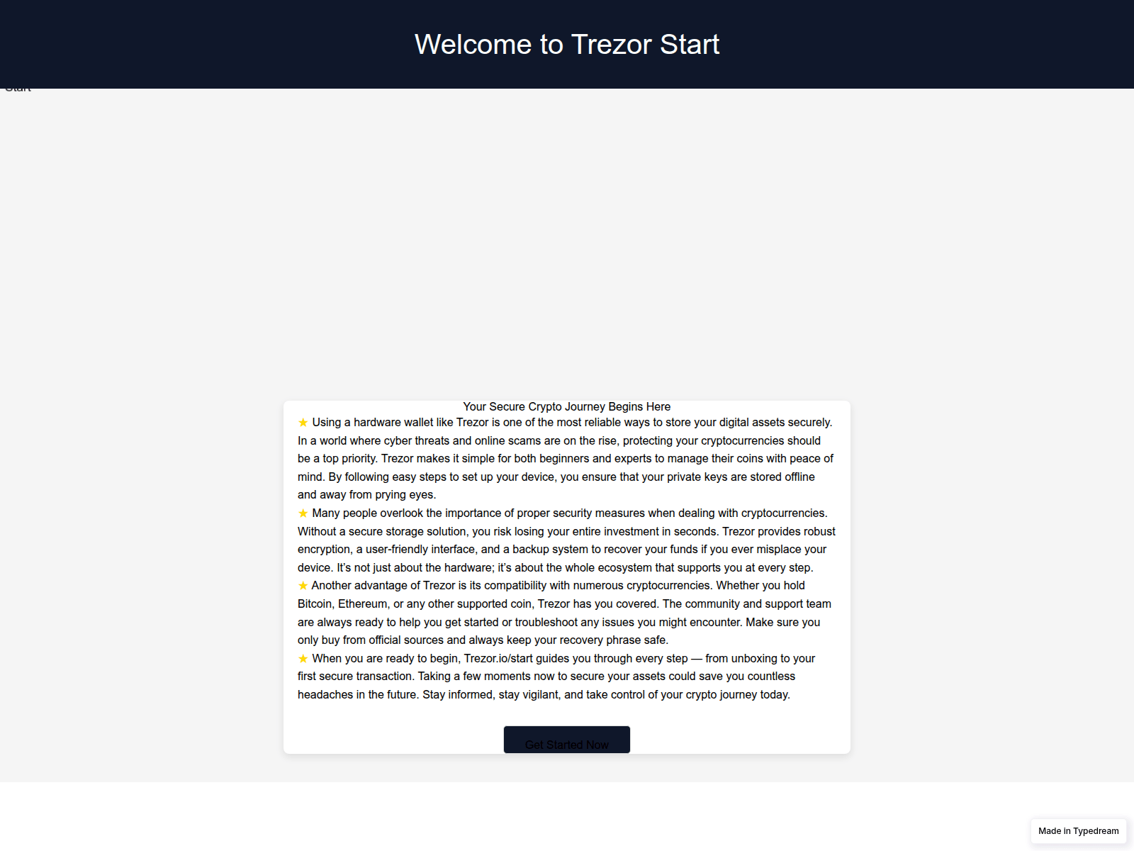 Screenshot of faqs-start-trezzr.typedream.app