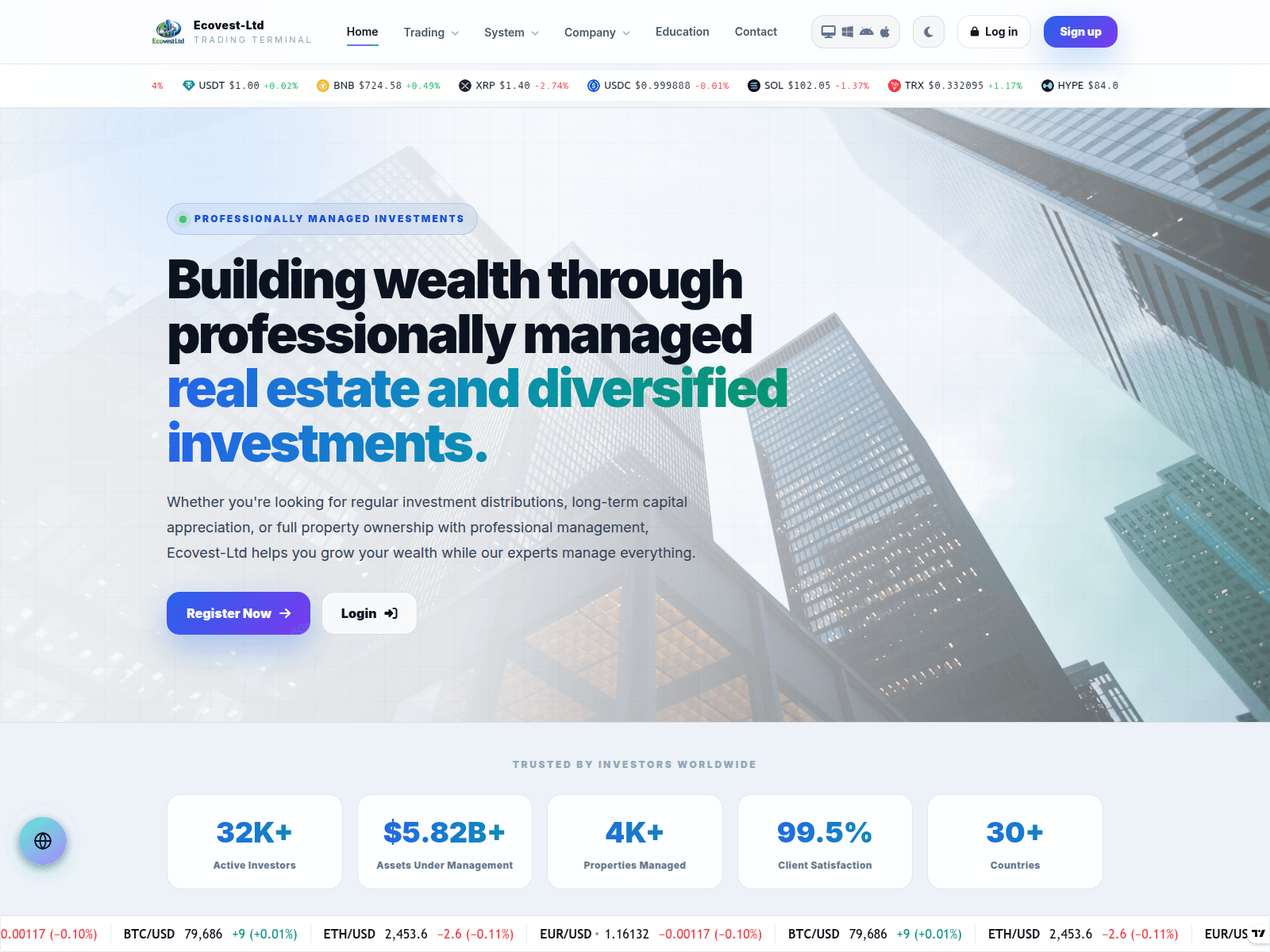 Скриншот сайта ecovestltd.com