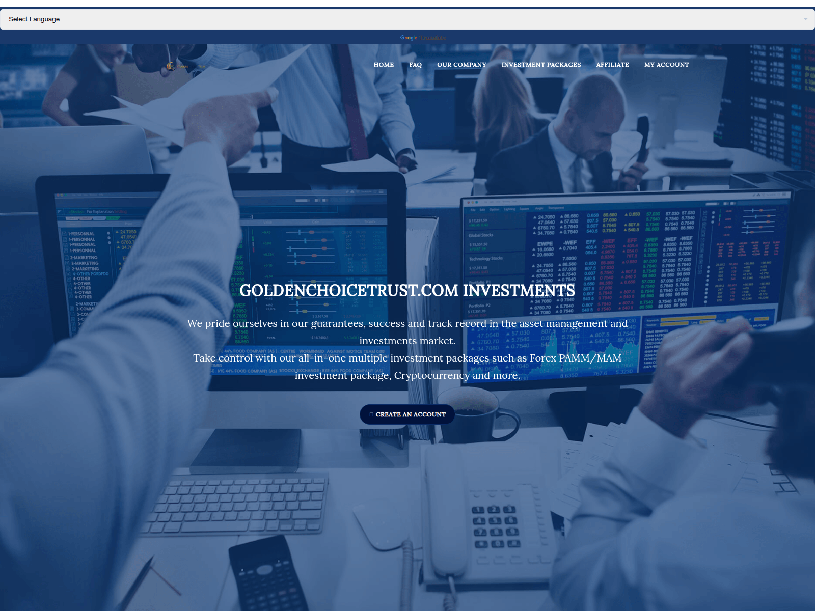 Ảnh chụp màn hình của goldenchoicetrust.com
