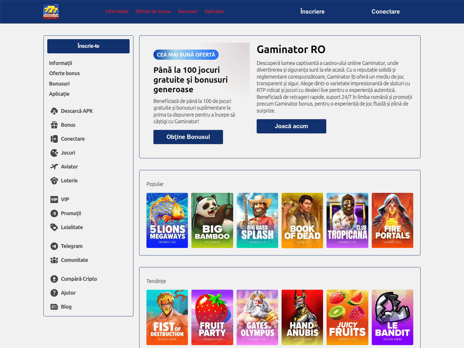 Captura de pantalla de gaminatorro.com