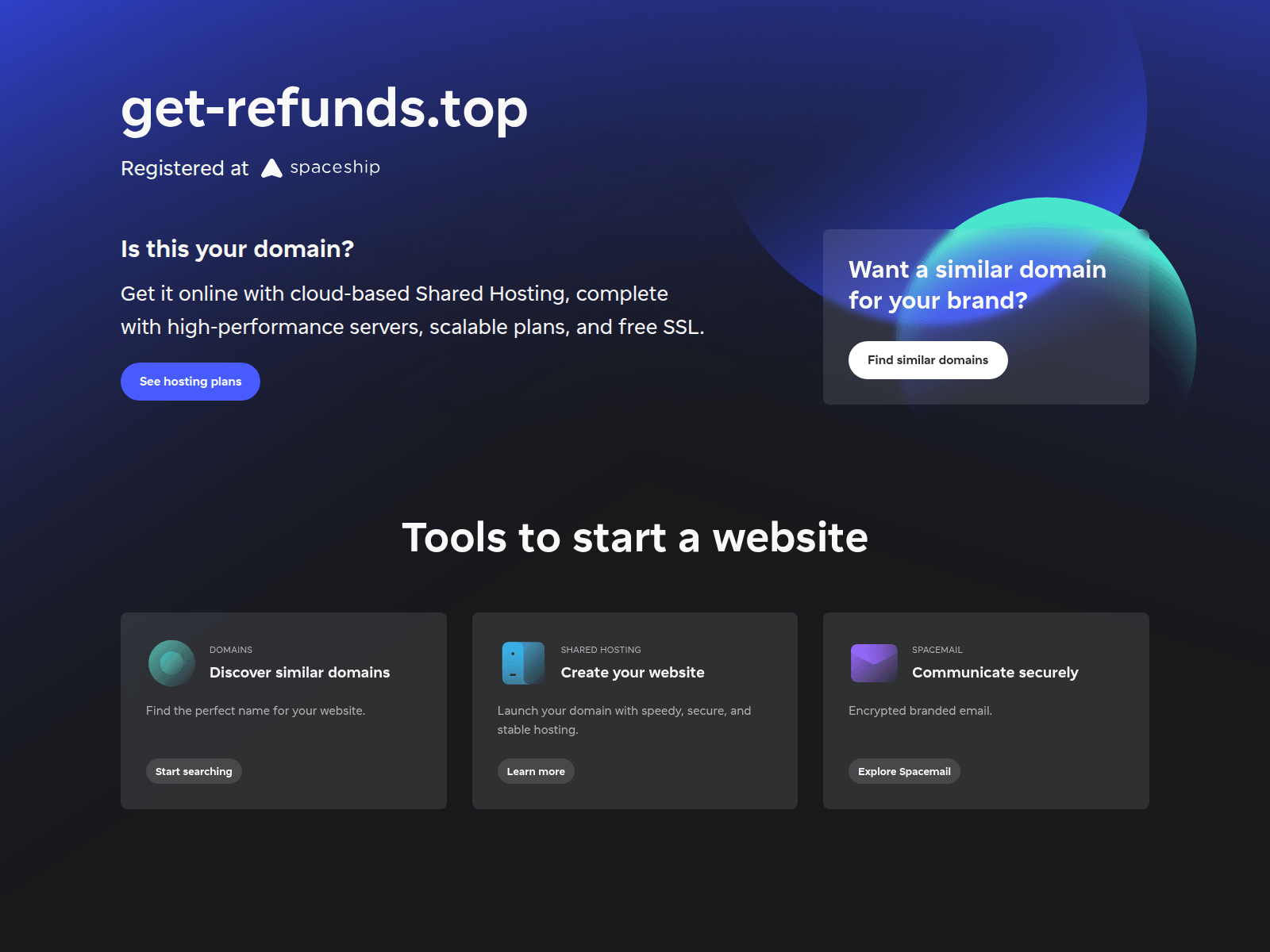 Screenshot of get-refunds.top