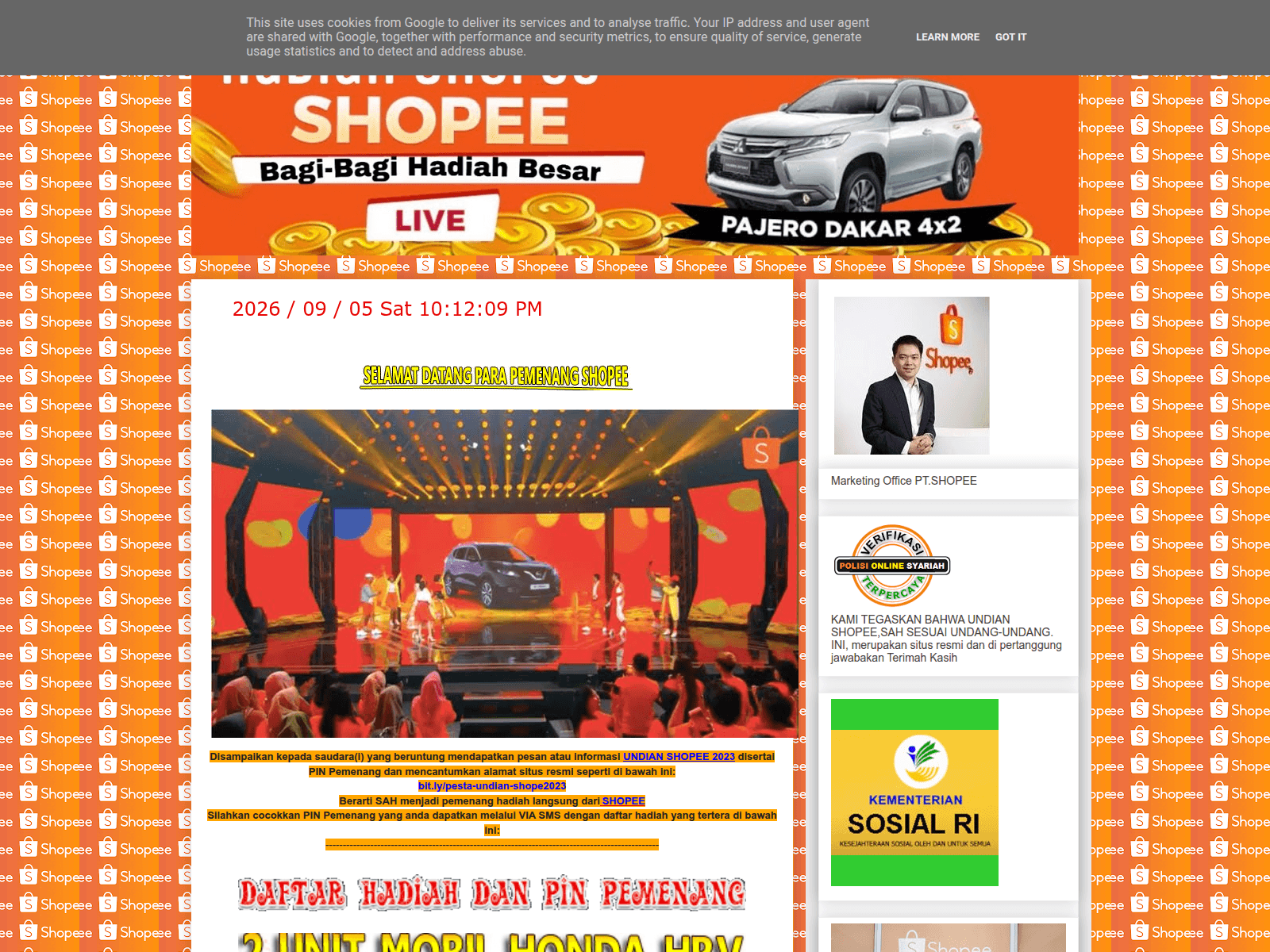 Screenshot of pesta-undian-shopee2023.blogspot.com