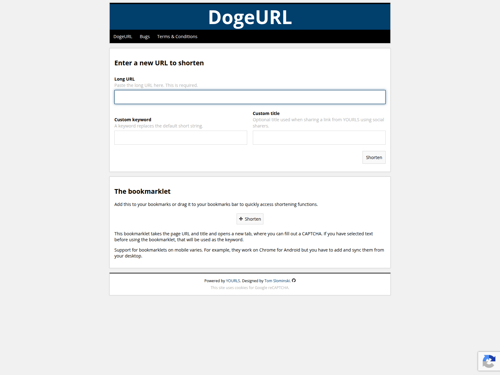 Screenshot of dogeurl.com