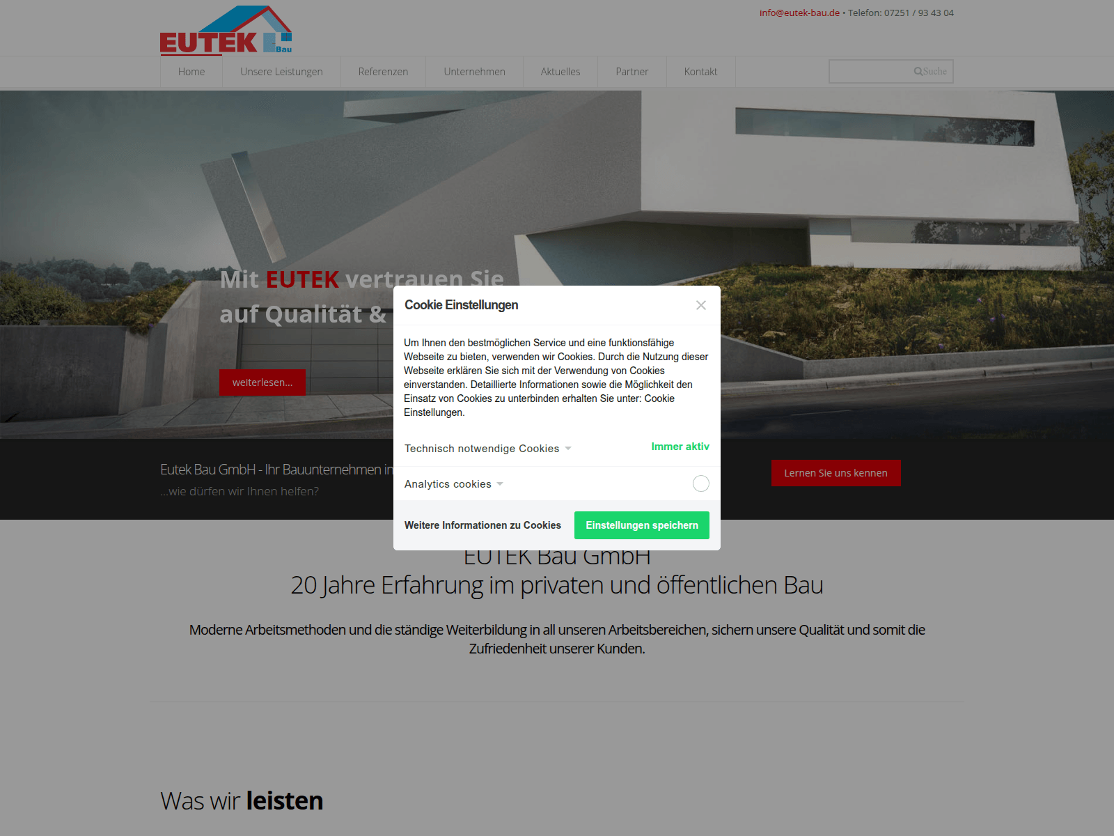 Screenshot of eutek-bau.de