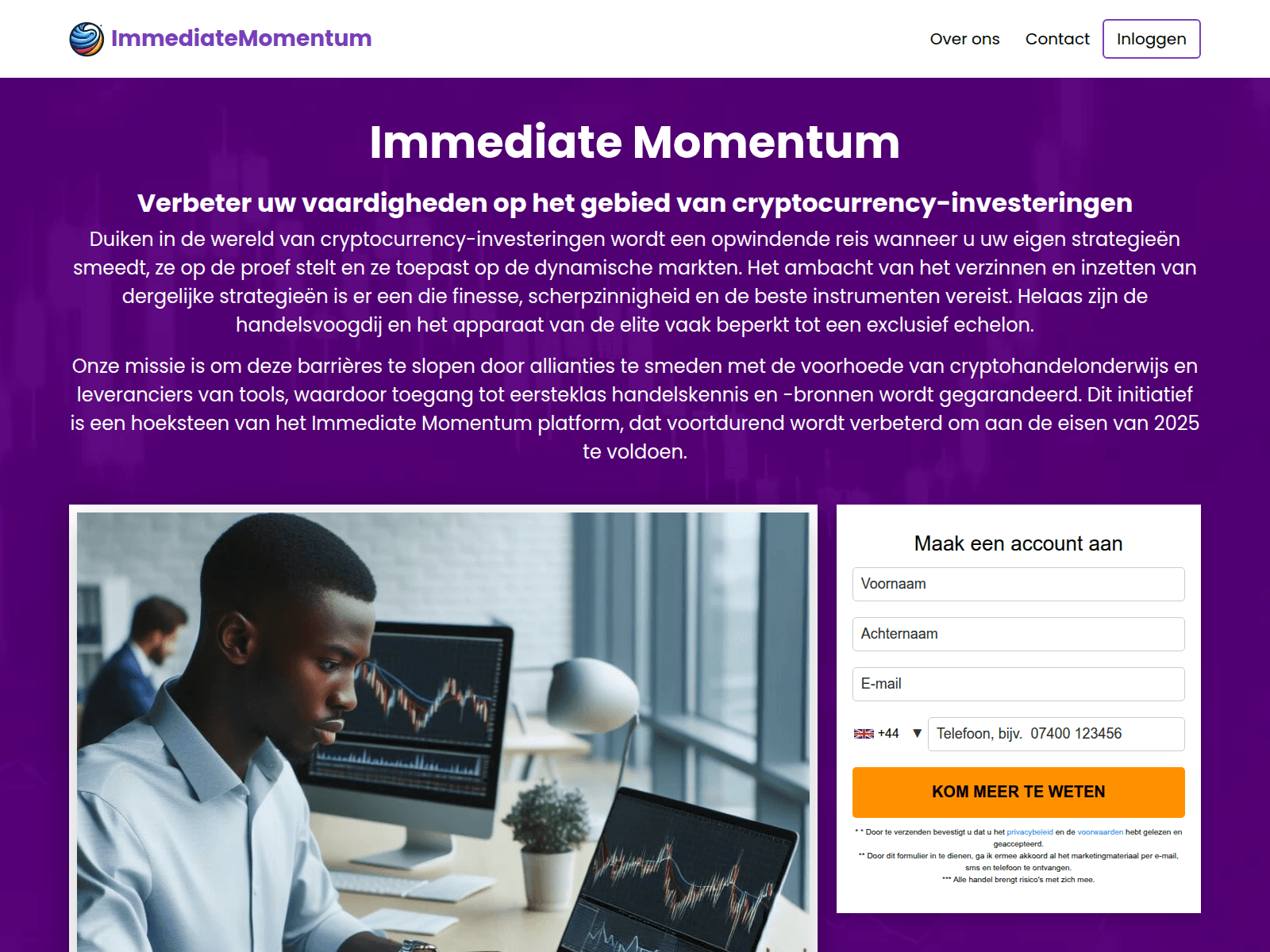Screenshot of immediatemomentum.nl