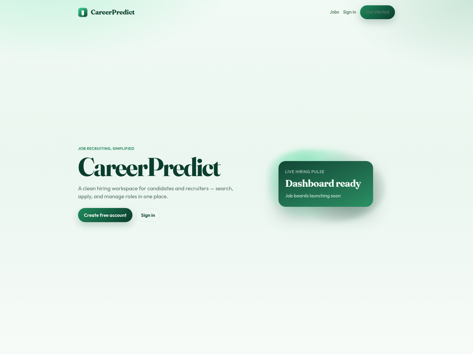 Screenshot von careerpredictto.space