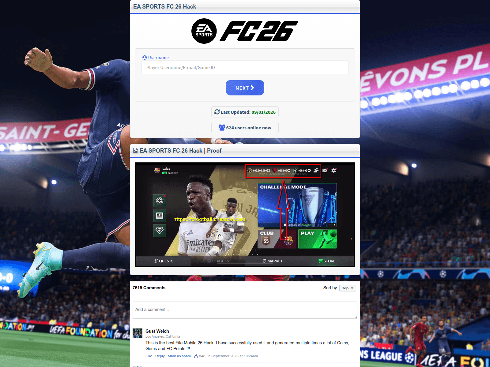Screenshot von fcfootball.cheatdvi.com