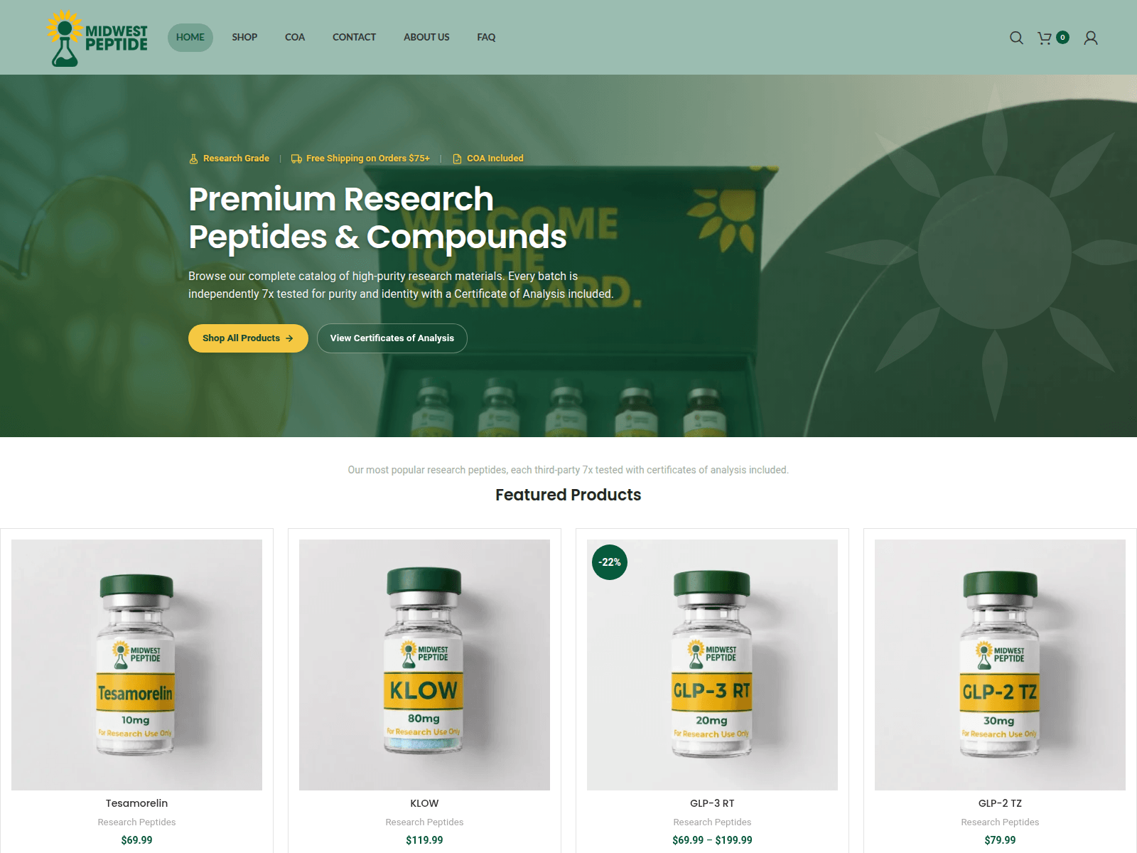 Screenshot of midwest-peptide.com