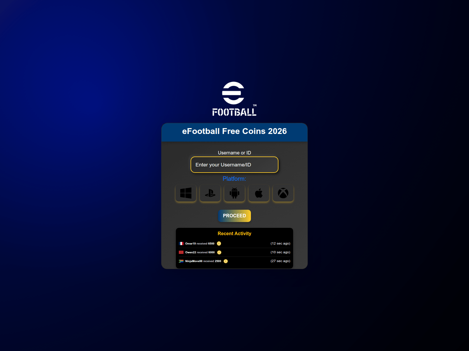 Знімок екрана efootballguides.com