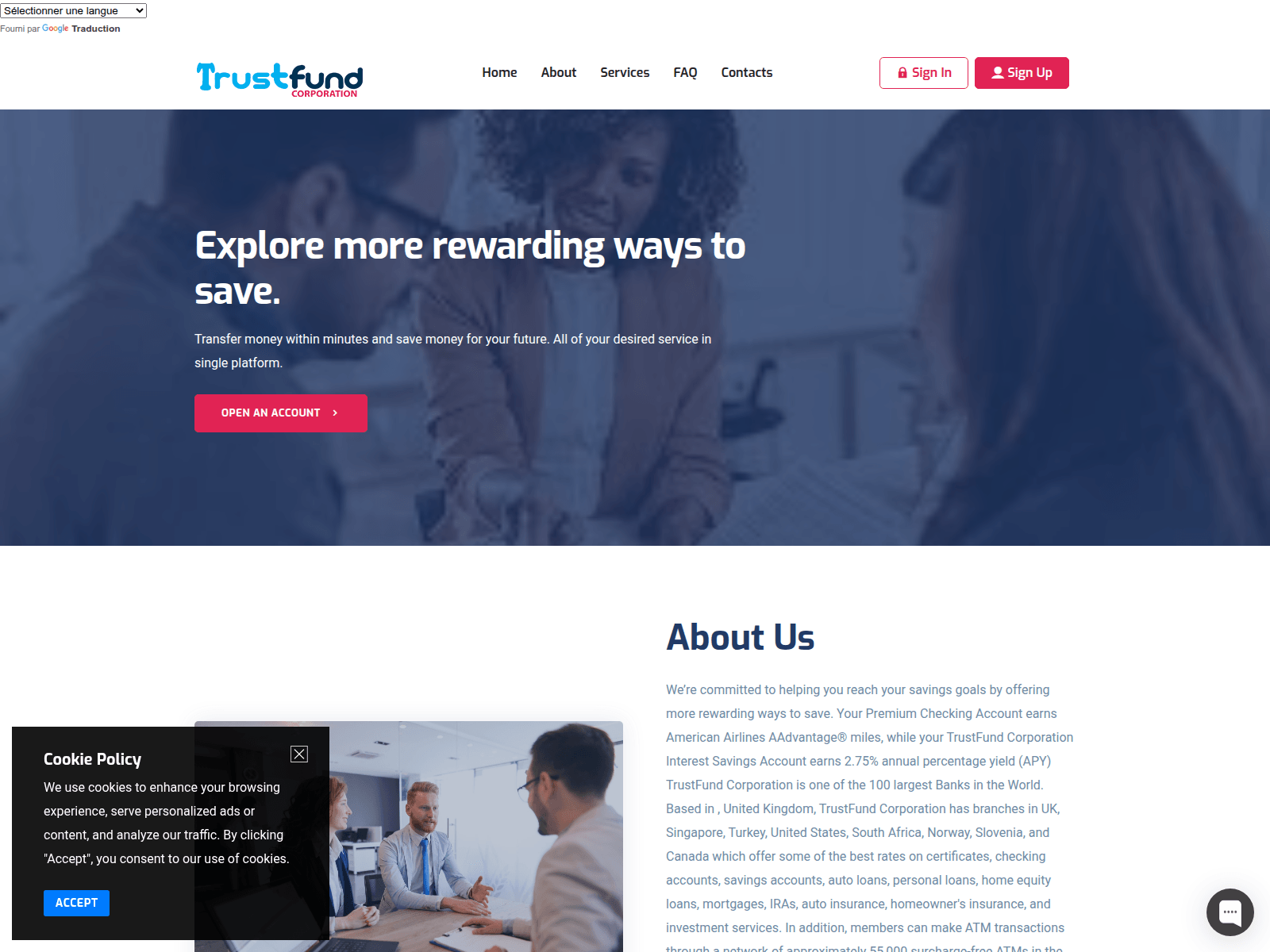 Screenshot of trustfund-corporation.com