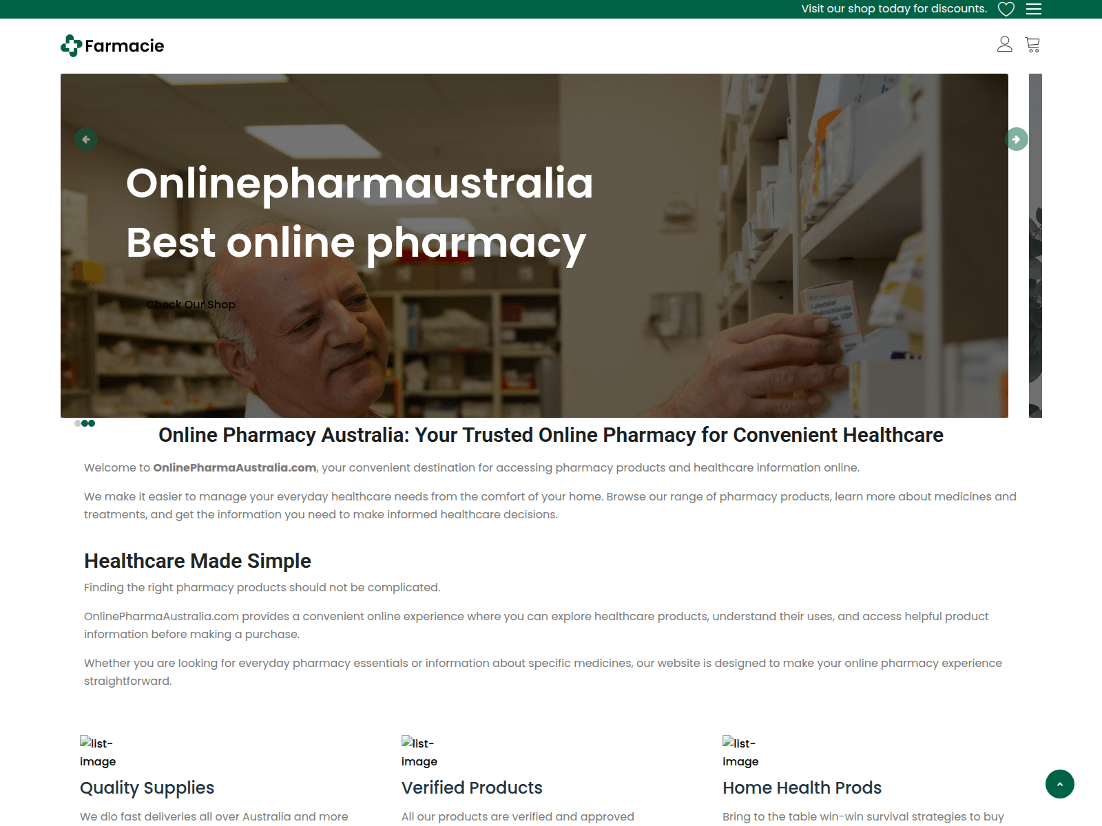 Знімок екрана onlinepharmaustralia.com