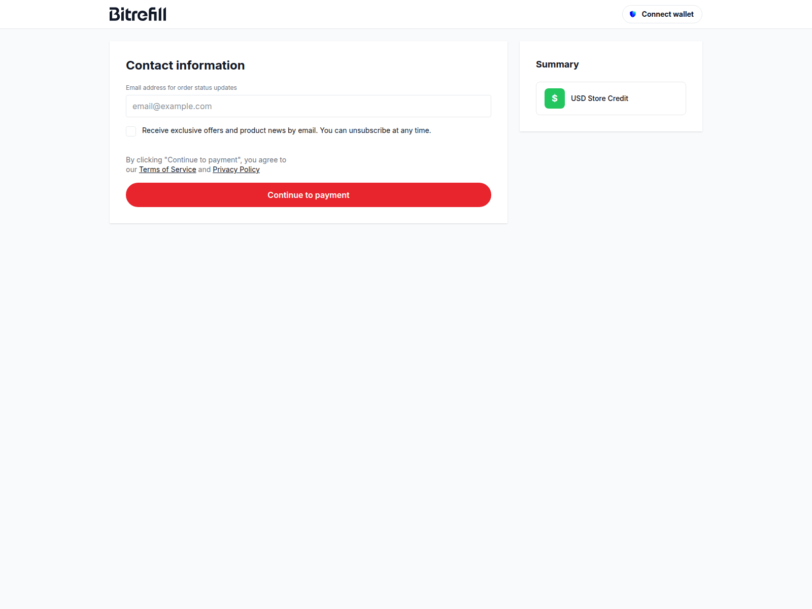 Screenshot of bitrefillpay.com