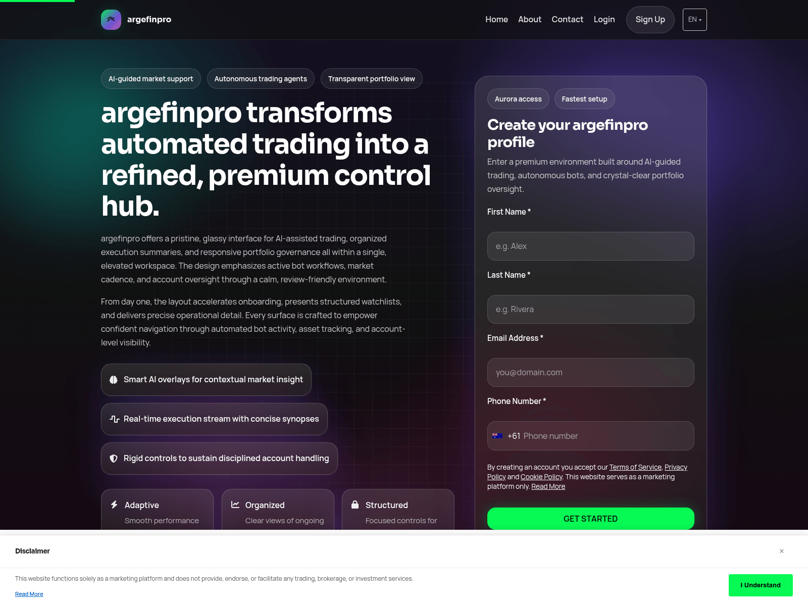 Screenshot of argefinpro.digital