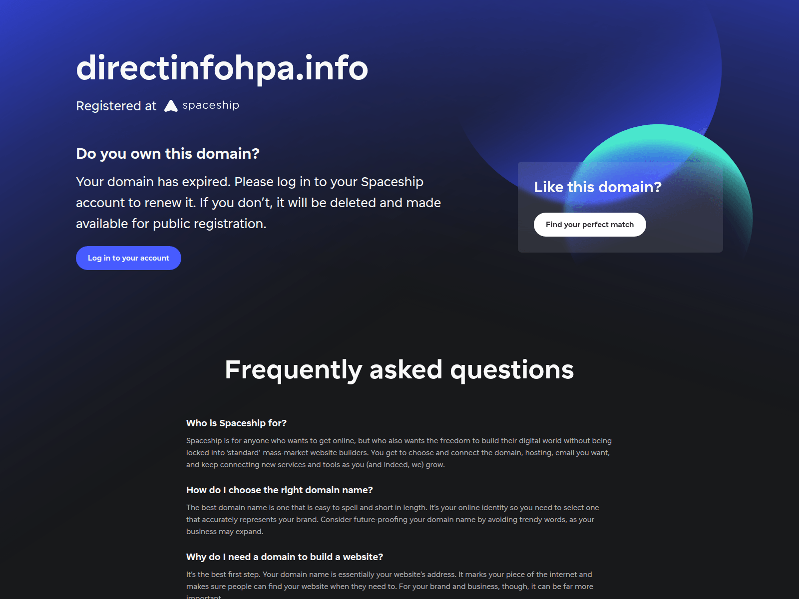 Screenshot of directinfohpa.info