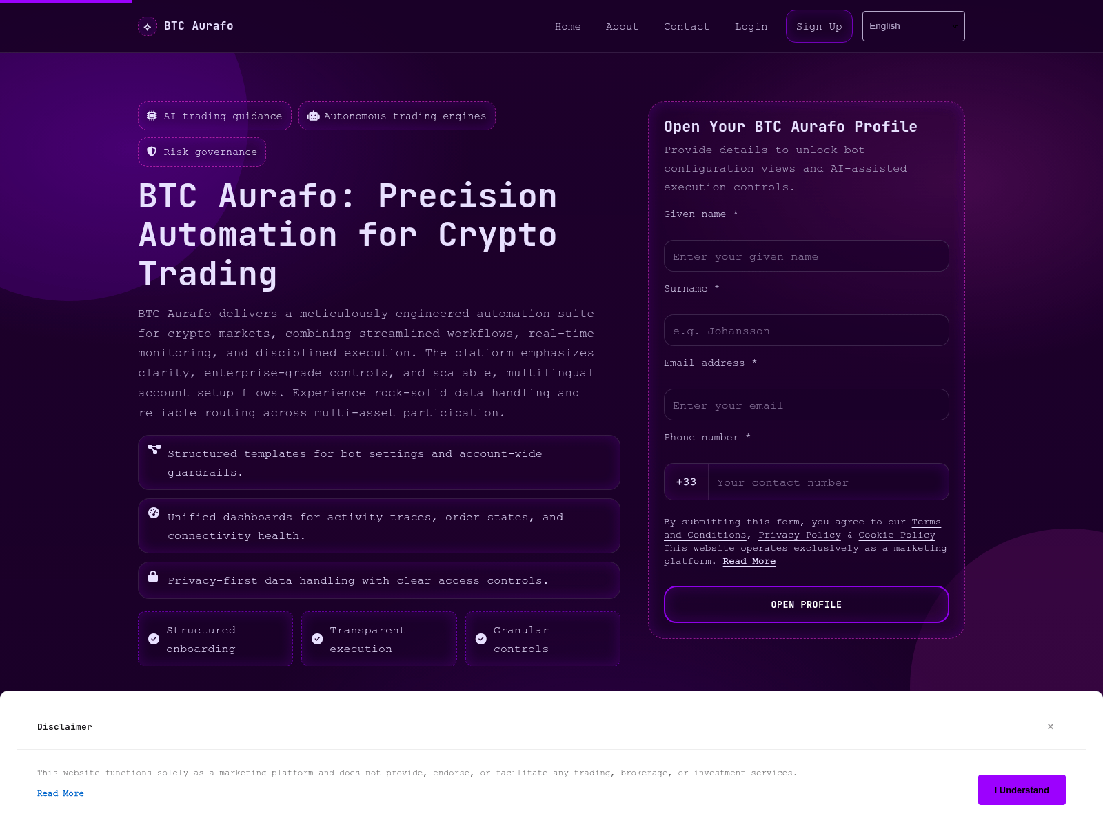 Screenshot of btcaurafo.digital