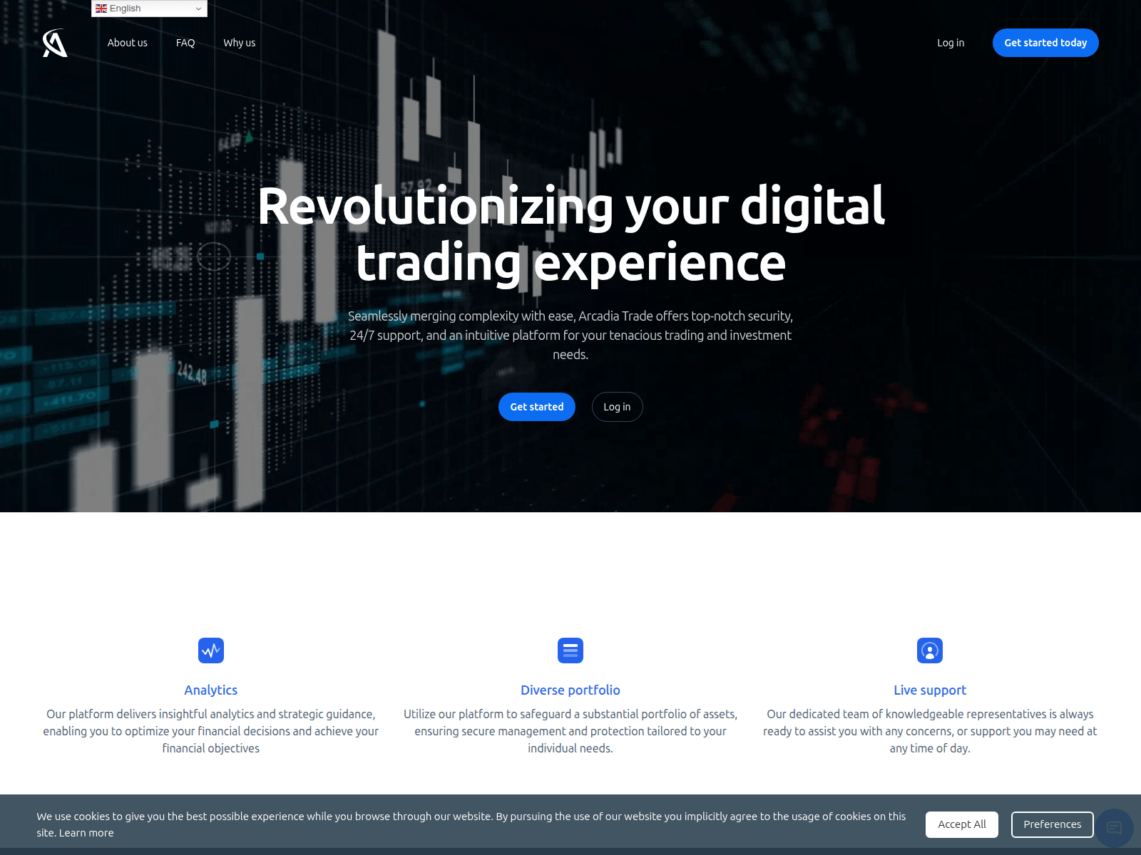 Screenshot of arcadiatrade.net