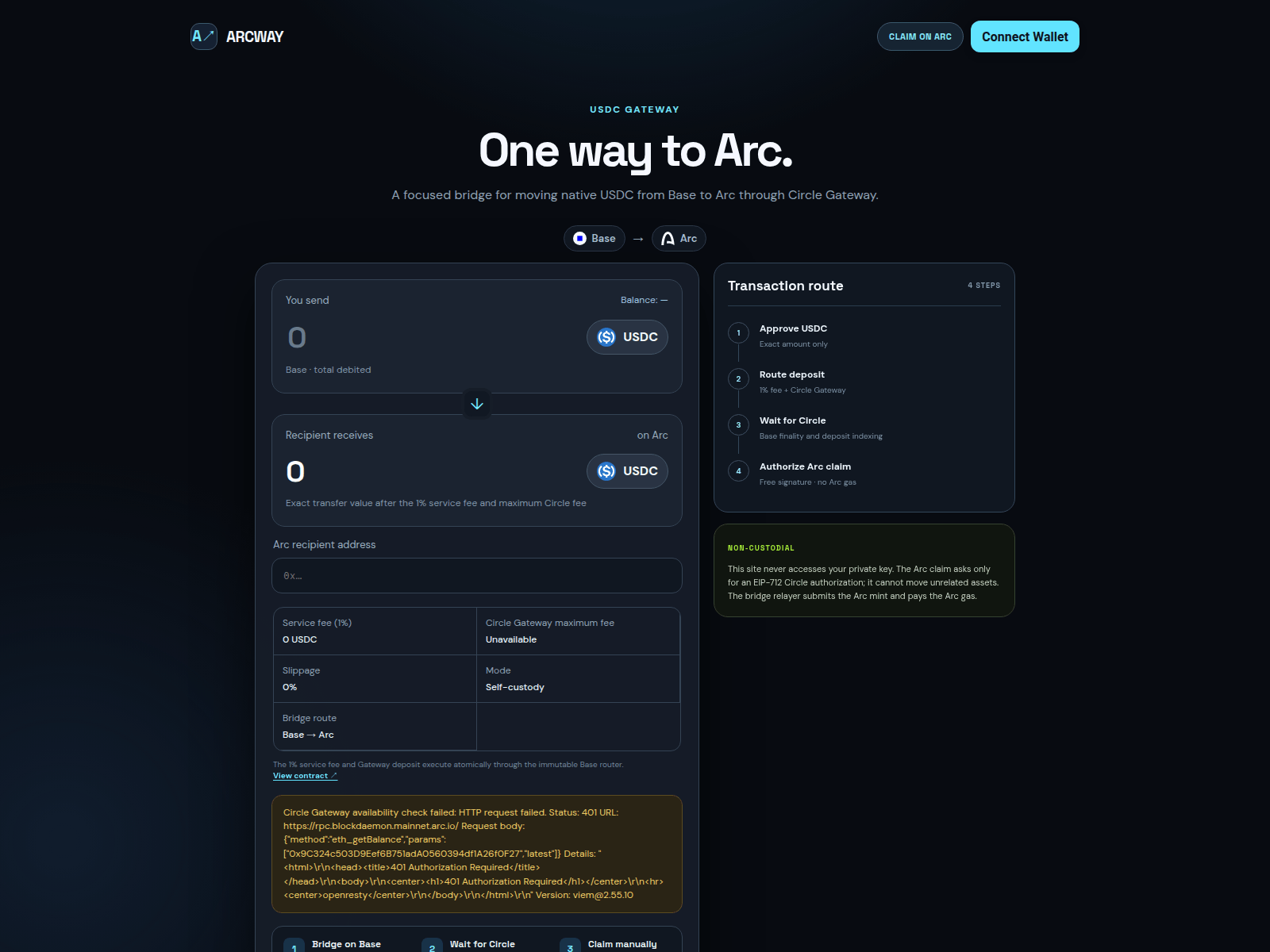 Screenshot von arc-bridge-web-opal.vercel.app
