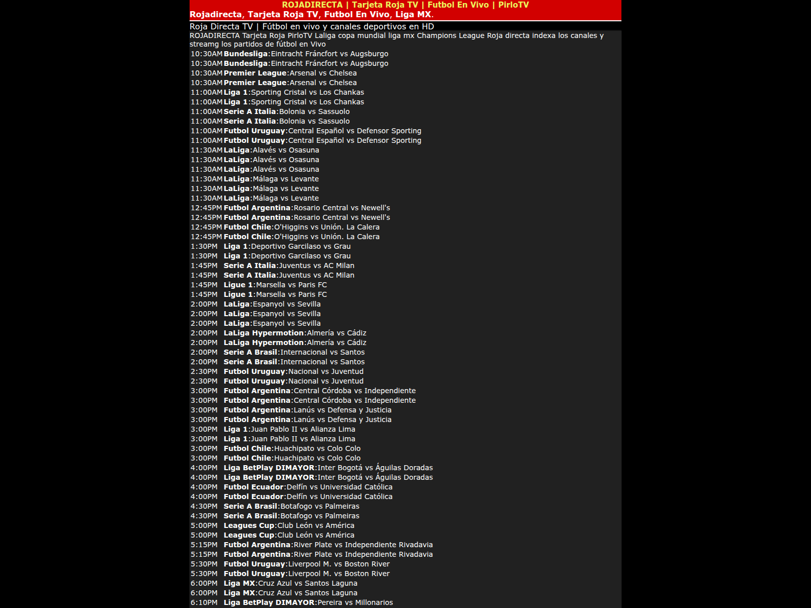 Screenshot of rojadirectta.com