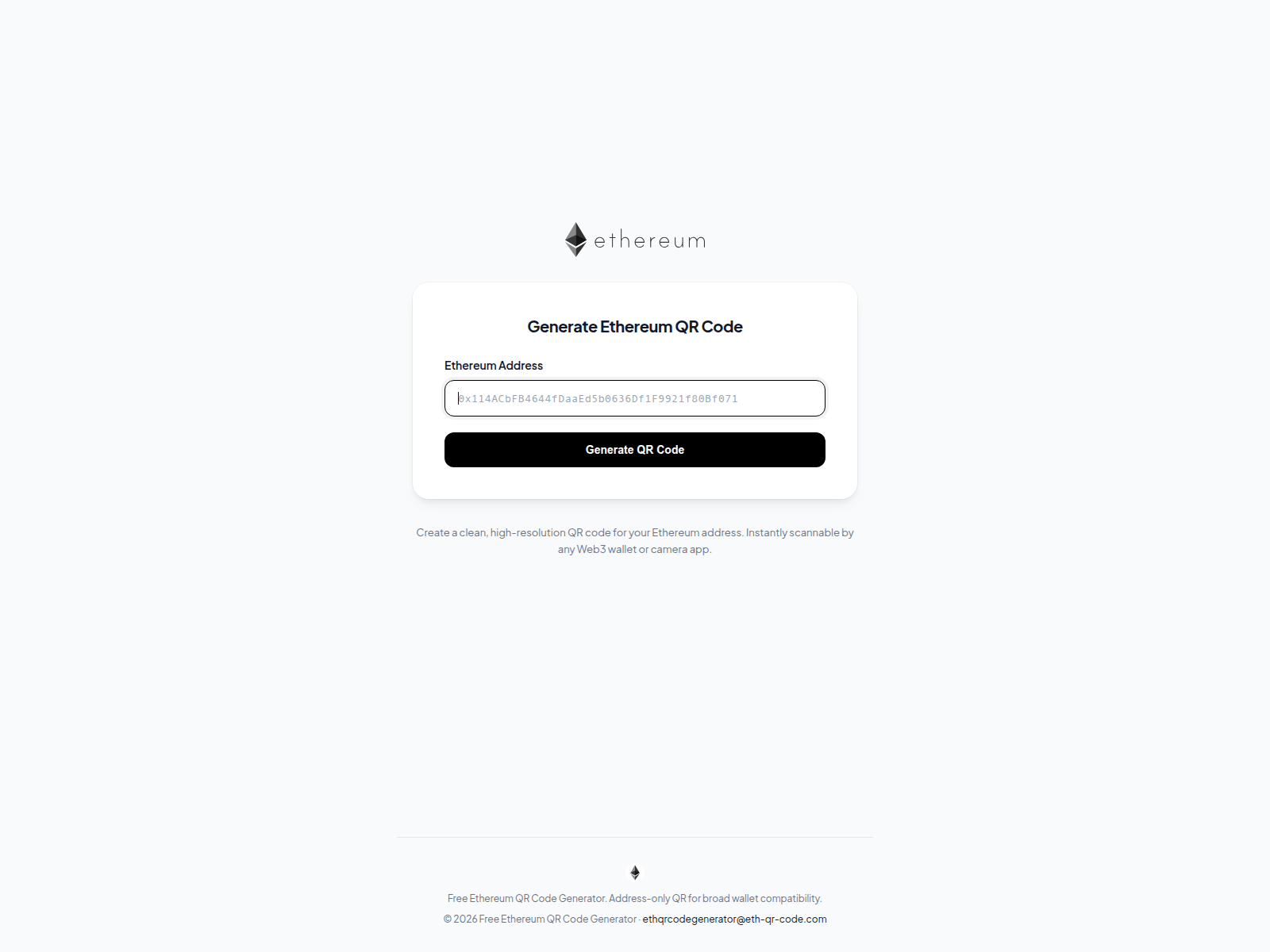Screenshot of eth-qr-generator.com