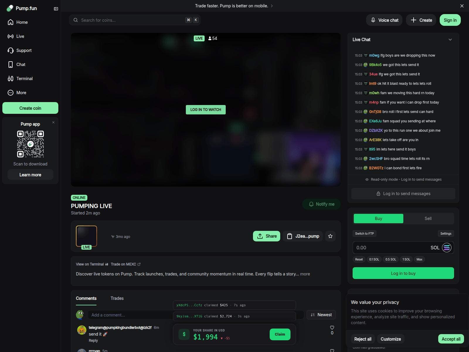 Screenshot of pump-live.sbs
