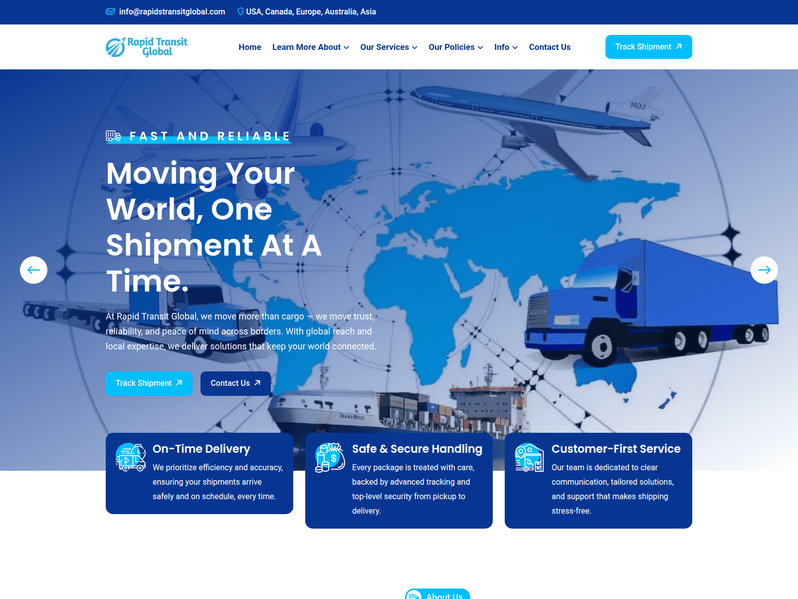 Screenshot of rapidstransitglobal.com