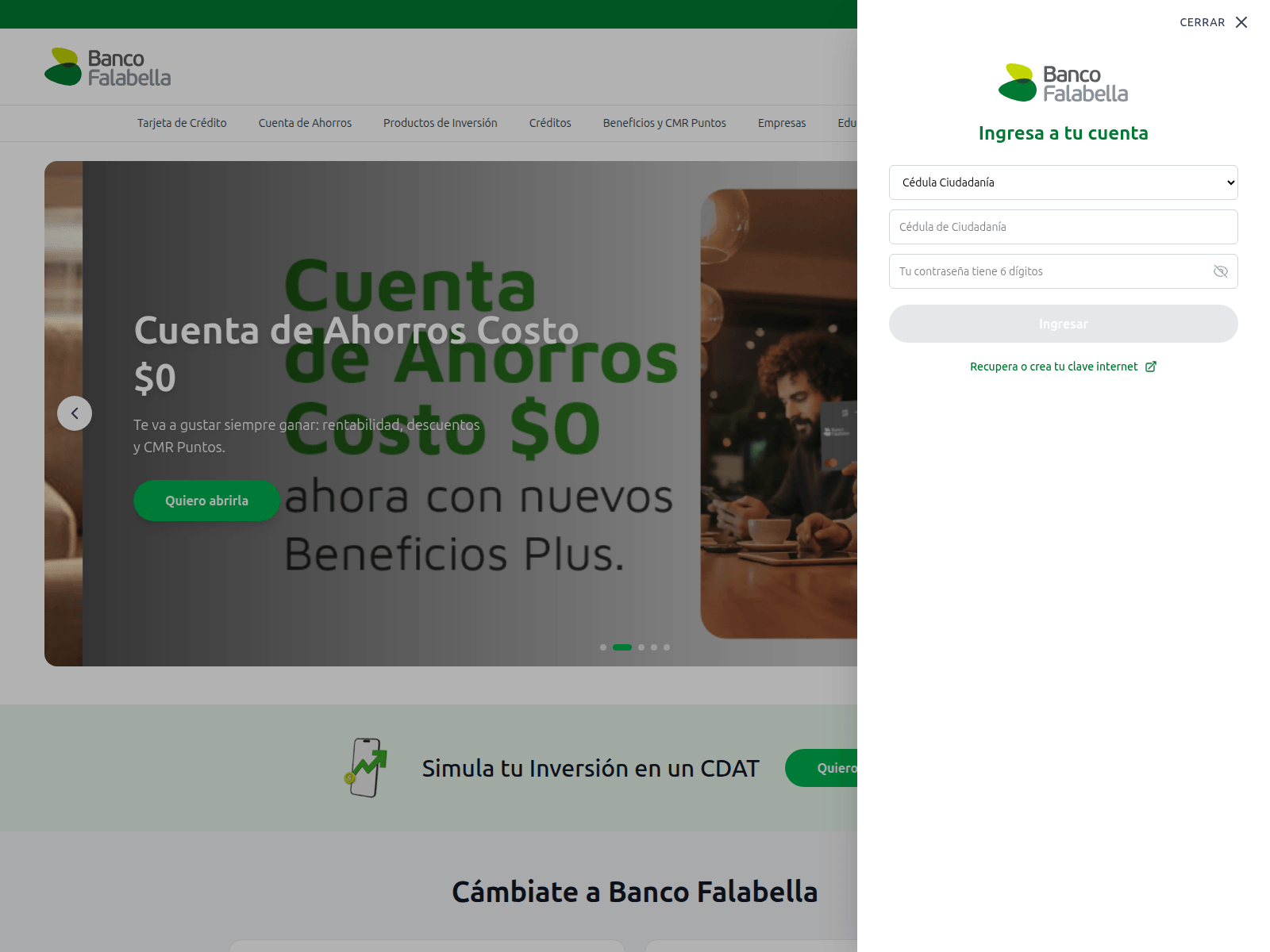 Screenshot of bancofalabella-colombia.co